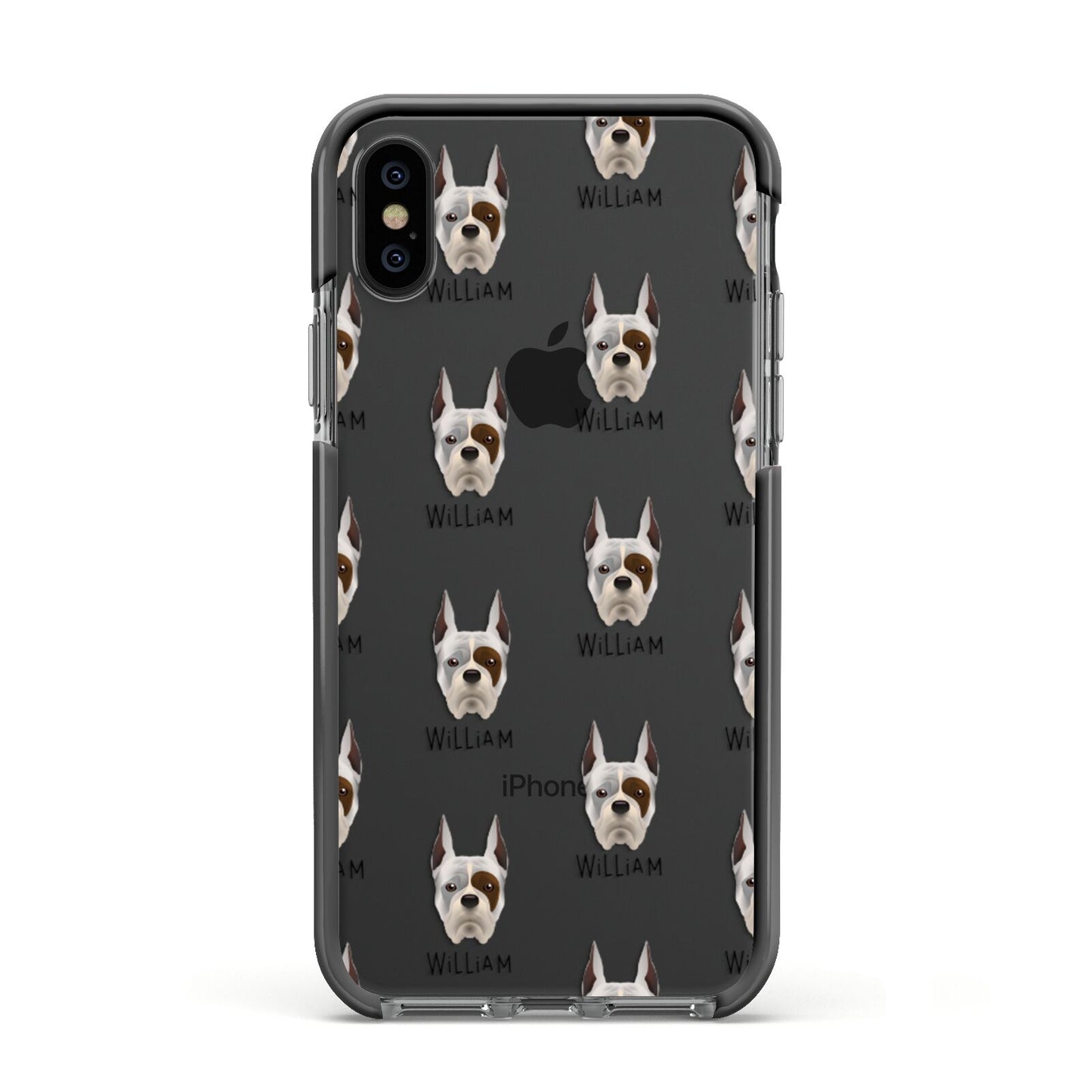 Boxer Icon with Name Apple iPhone Xs Impact Case Black Edge on Black Phone