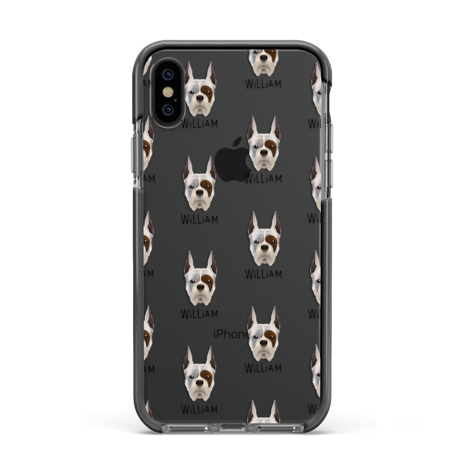 Boxer Icon with Name Apple iPhone Xs Impact Case Black Edge on Black Phone