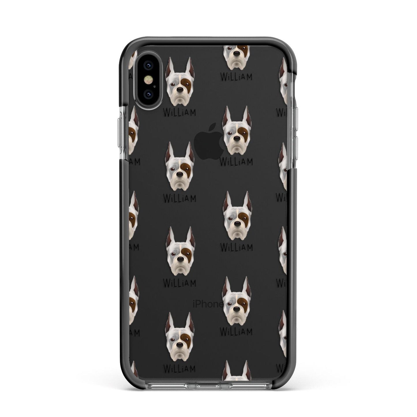 Boxer Icon with Name Apple iPhone Xs Max Impact Case Black Edge on Black Phone