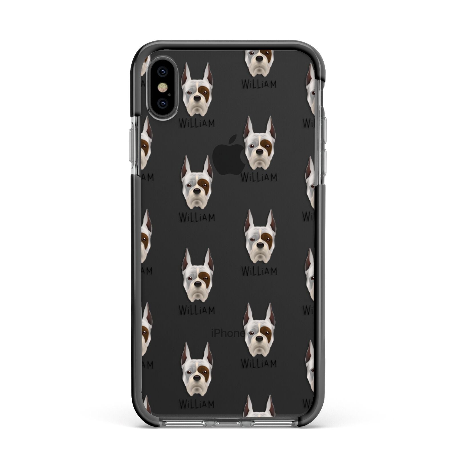Boxer Icon with Name Apple iPhone Xs Max Impact Case Black Edge on Black Phone