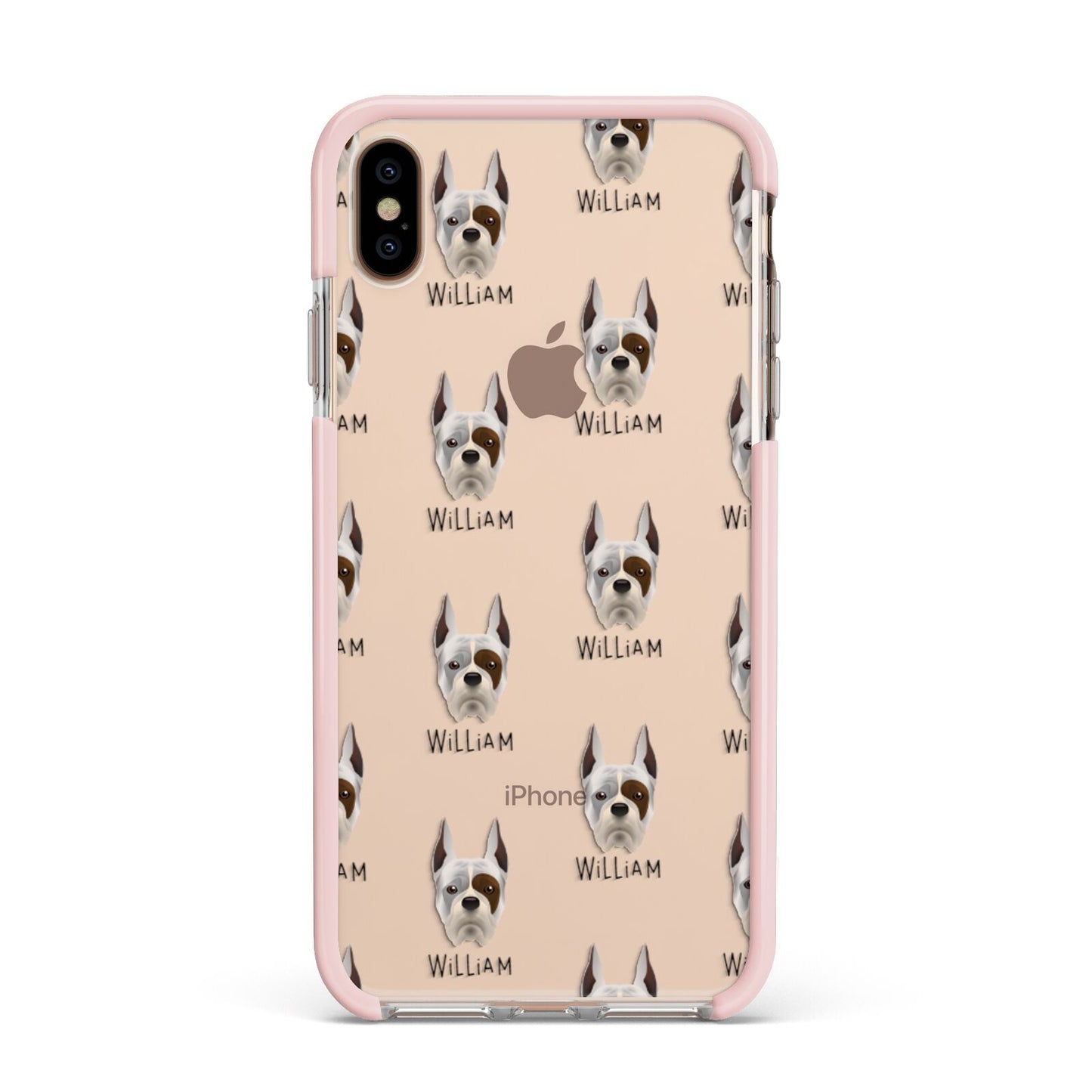 Boxer Icon with Name Apple iPhone Xs Max Impact Case Pink Edge on Gold Phone