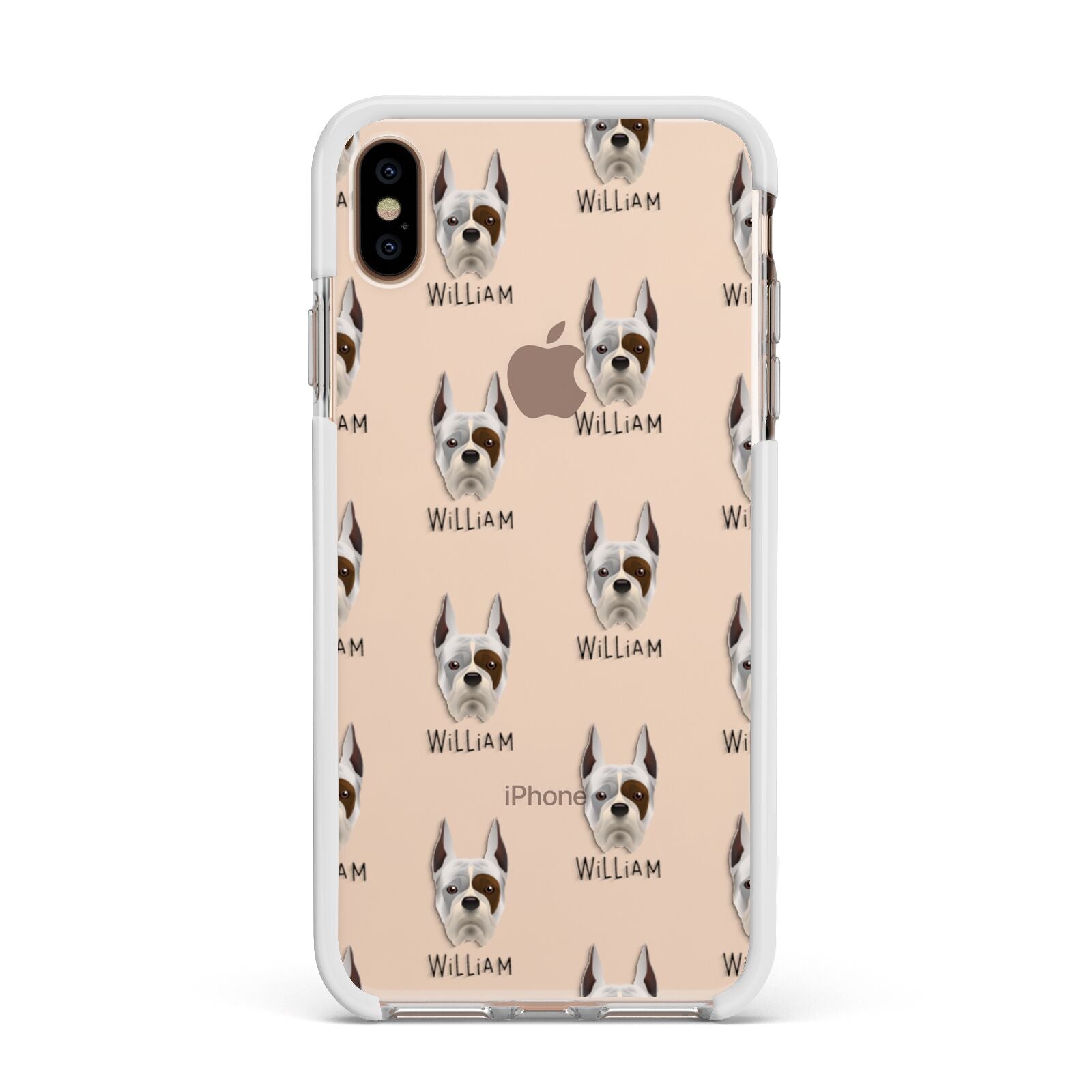 Boxer Icon with Name Apple iPhone Xs Max Impact Case White Edge on Gold Phone