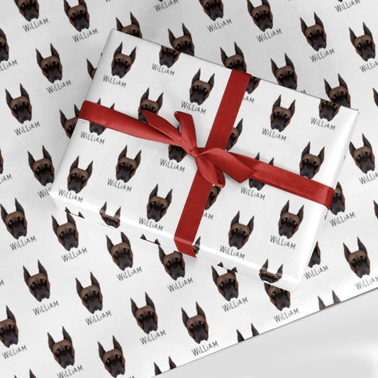 Boxer Icon with Name Custom Wrapping Paper