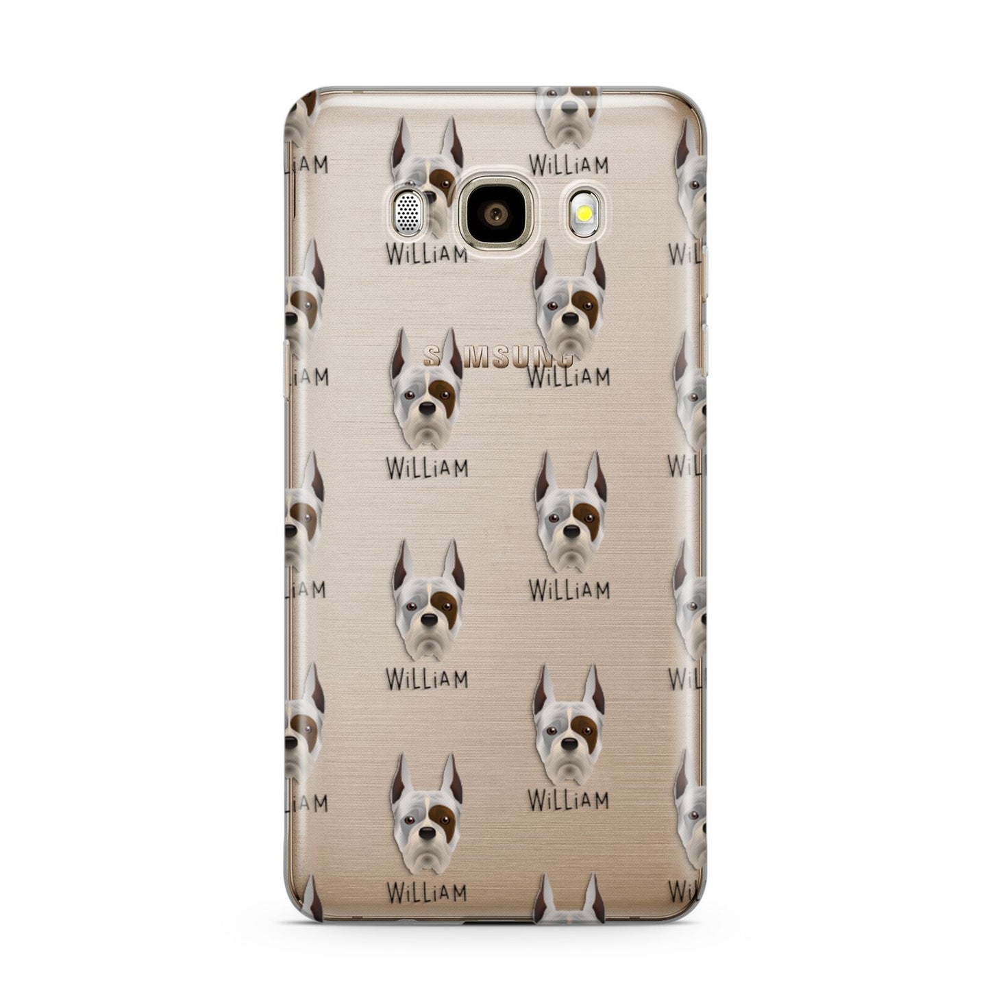 Boxer Icon with Name Samsung Galaxy J7 2016 Case on gold phone