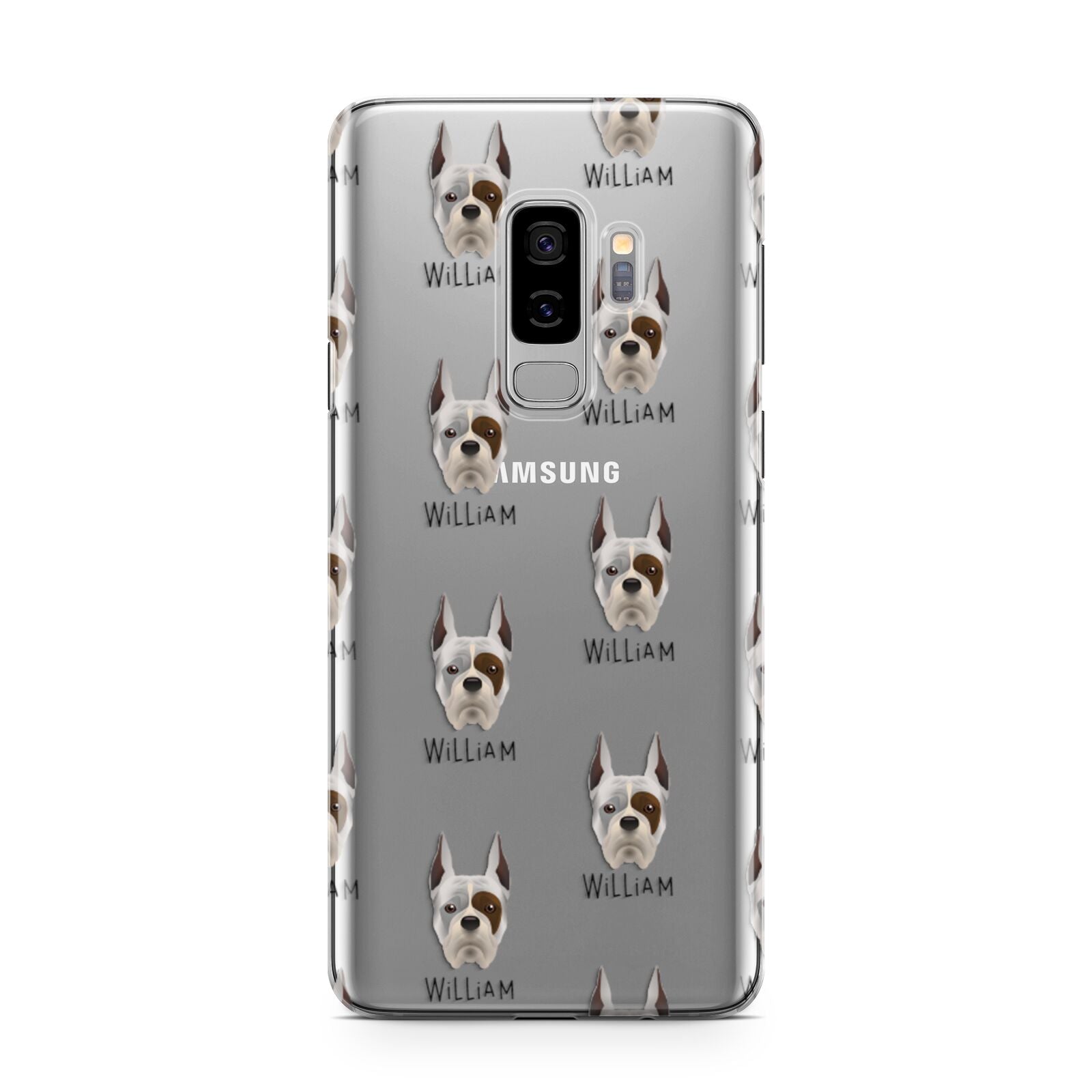 Boxer Icon with Name Samsung Galaxy S9 Plus Case on Silver phone