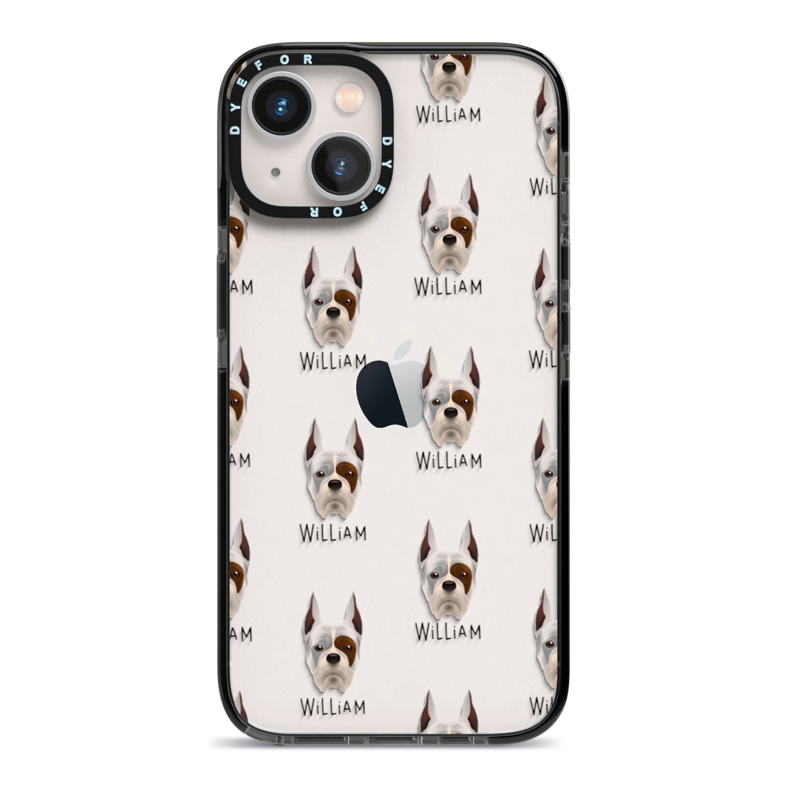 Boxer Icon with Name iPhone 13 Black Impact Case on Silver phone