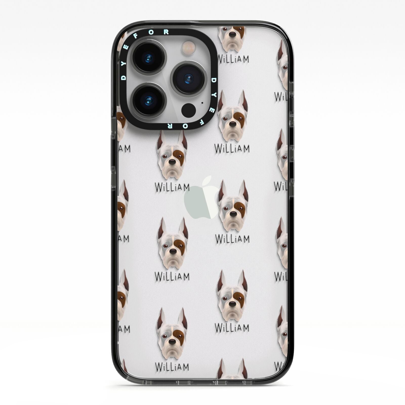 Boxer Icon with Name iPhone 13 Pro Black Impact Case on Silver phone