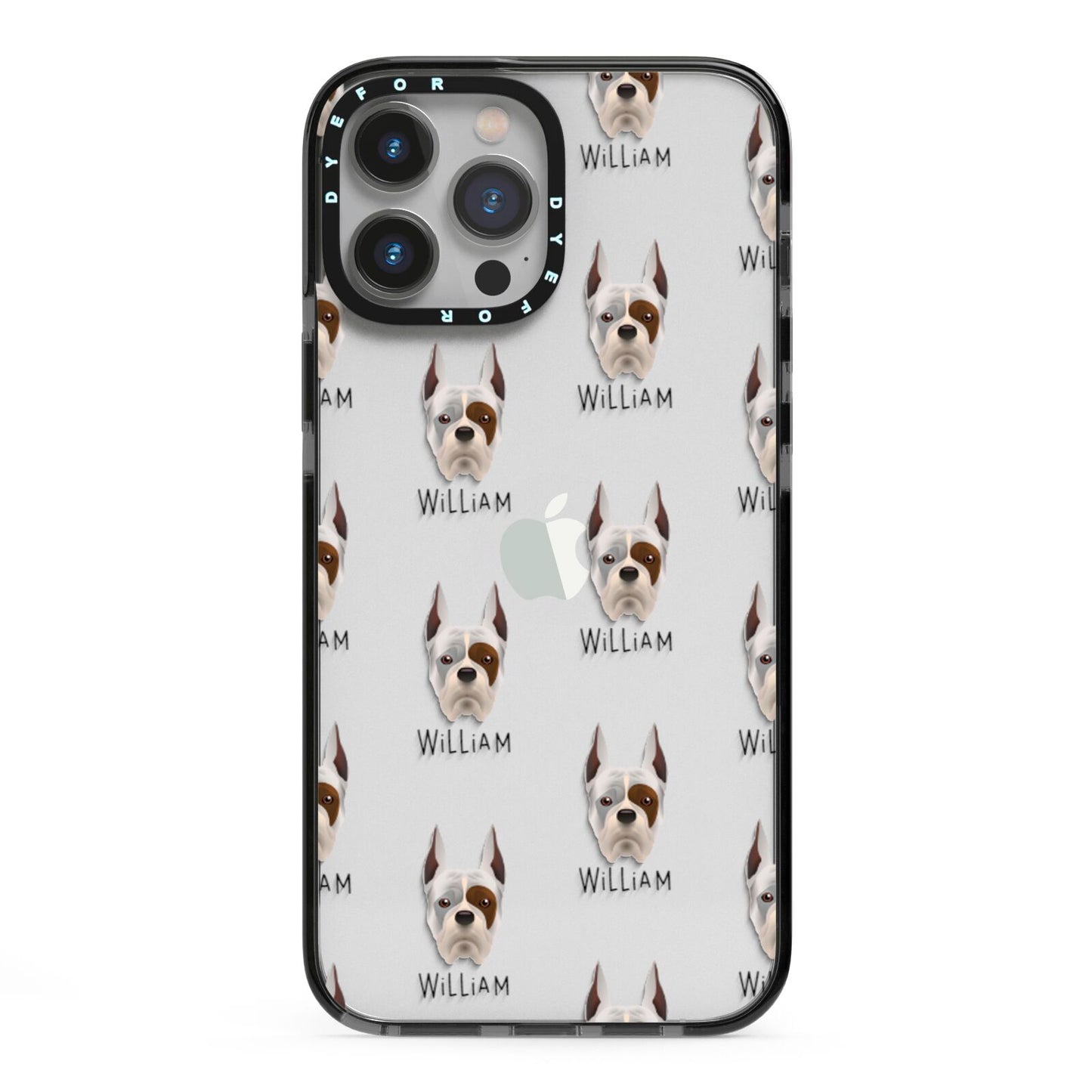 Boxer Icon with Name iPhone 13 Pro Max Black Impact Case on Silver phone
