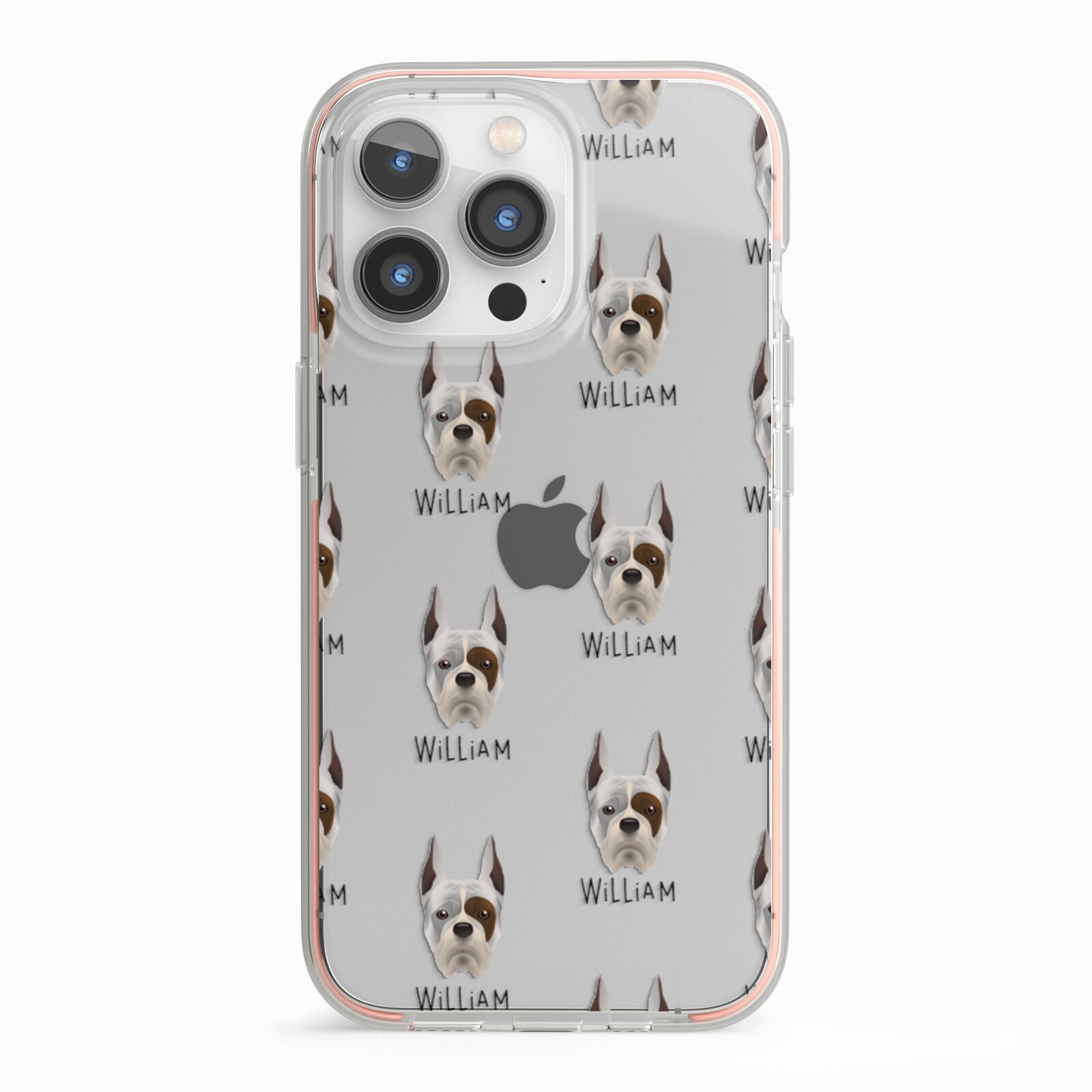 Boxer Icon with Name iPhone 13 Pro TPU Impact Case with Pink Edges