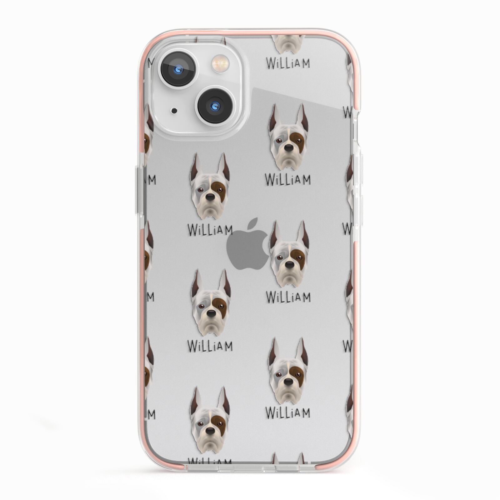 Boxer Icon with Name iPhone 13 TPU Impact Case with Pink Edges