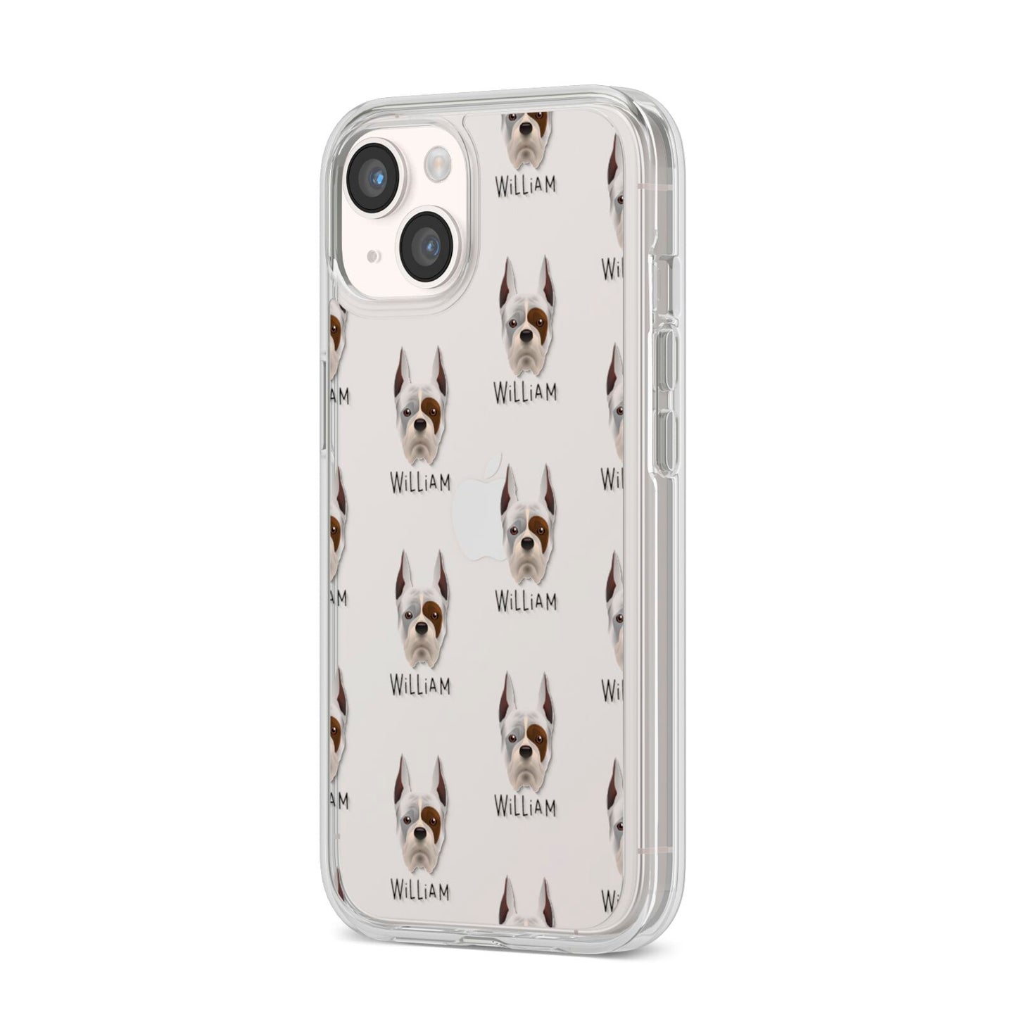 Boxer Icon with Name iPhone 14 Clear Tough Case Starlight Angled Image