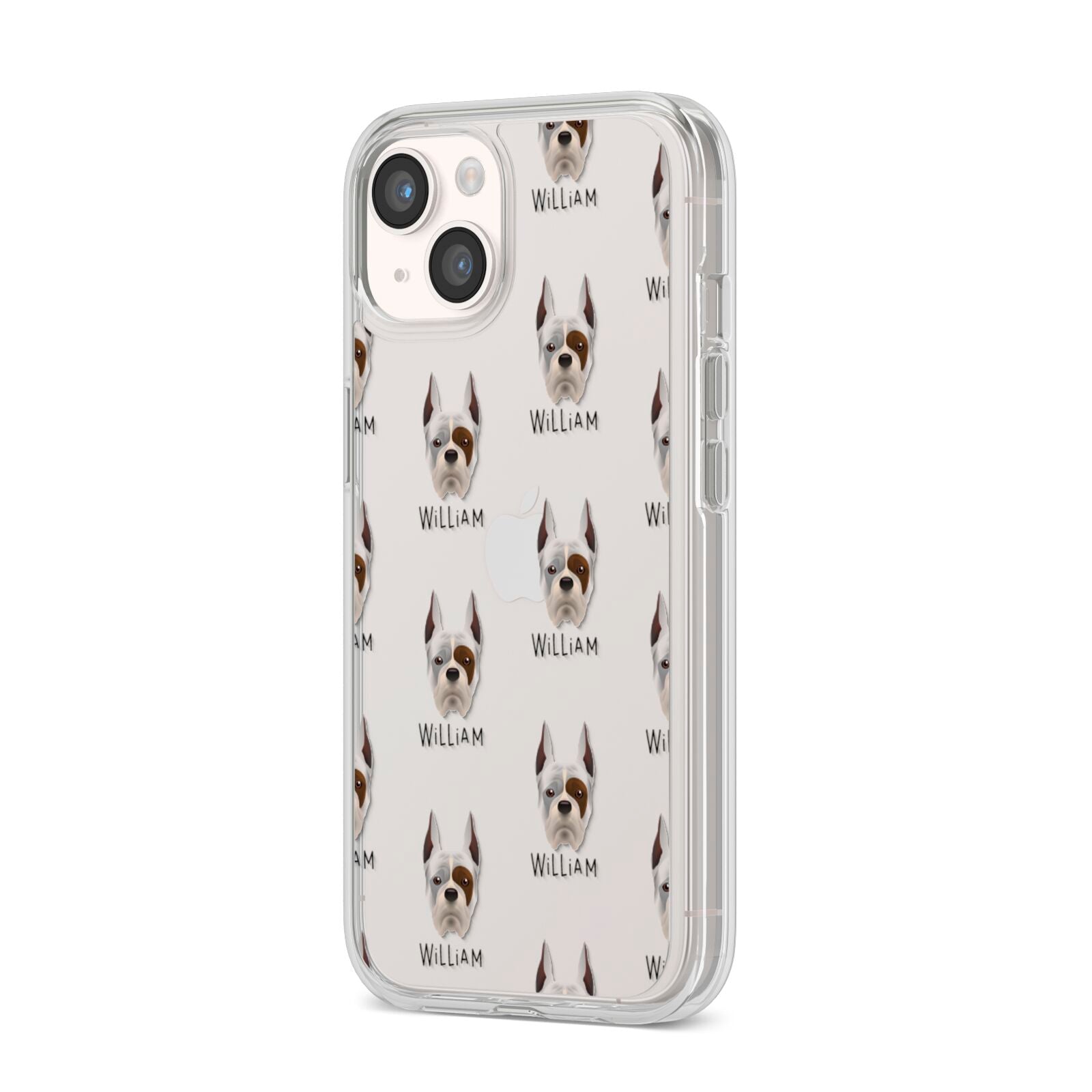Boxer Icon with Name iPhone 14 Clear Tough Case Starlight Angled Image