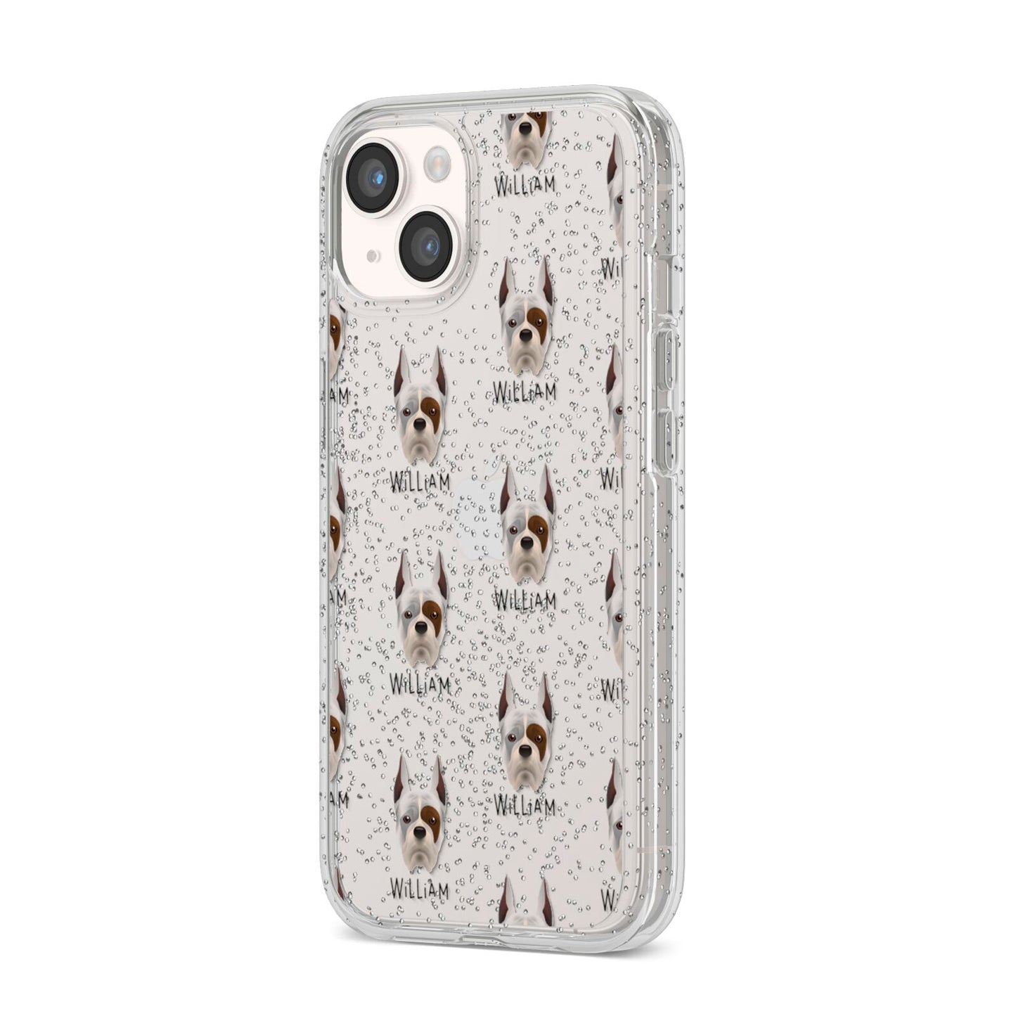 Boxer Icon with Name iPhone 14 Glitter Tough Case Starlight Angled Image