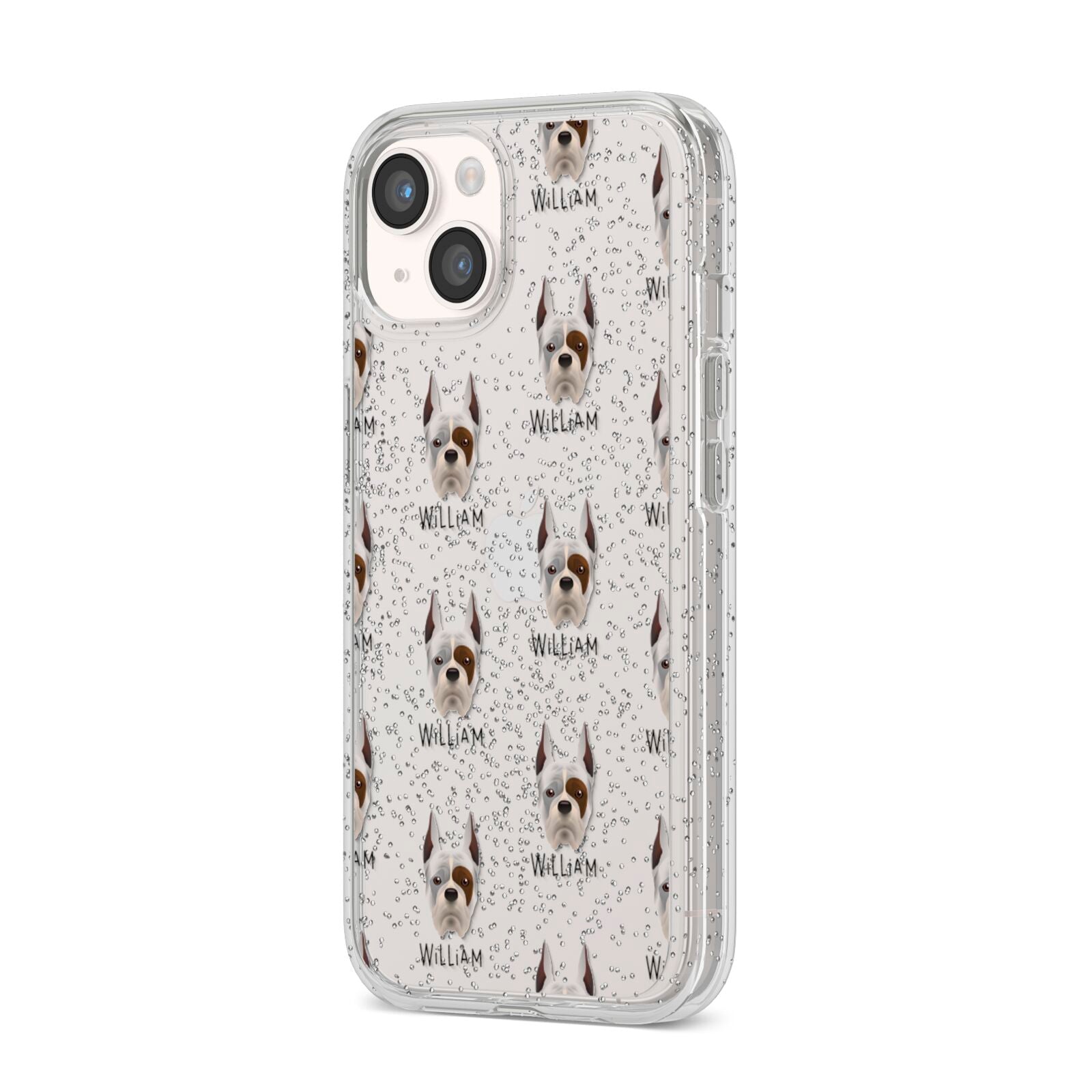 Boxer Icon with Name iPhone 14 Glitter Tough Case Starlight Angled Image
