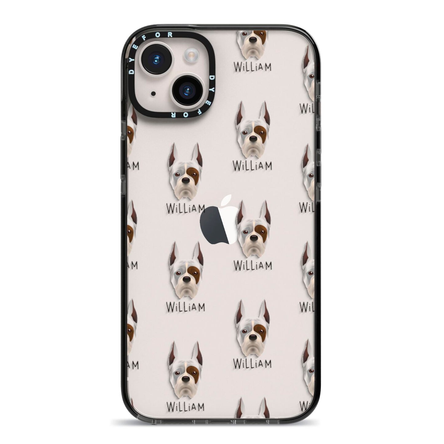Boxer Icon with Name iPhone 14 Plus Black Impact Case on Silver phone