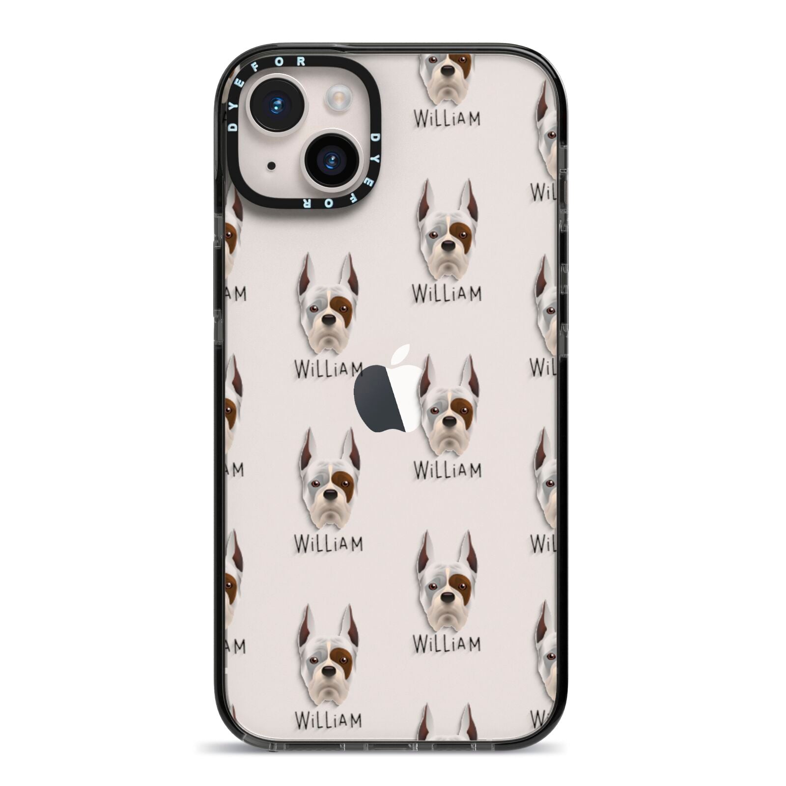Boxer Icon with Name iPhone 14 Plus Black Impact Case on Silver phone