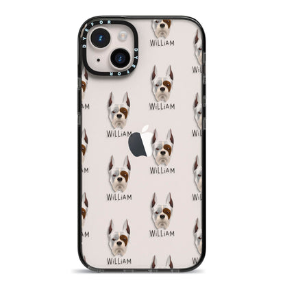 Boxer Icon with Name iPhone 14 Plus Black Impact Case on Silver phone