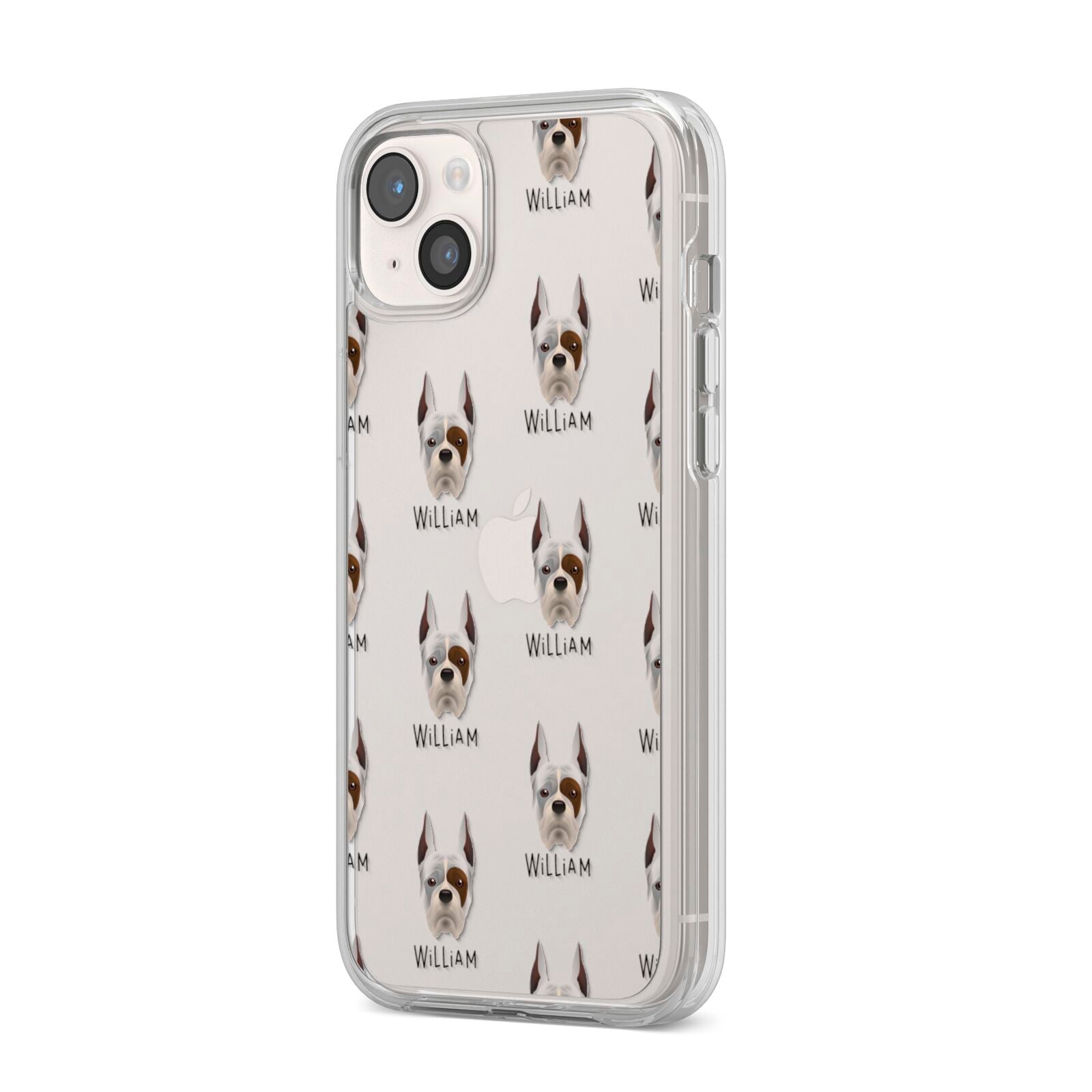 Boxer Icon with Name iPhone 14 Plus Clear Tough Case Starlight Angled Image