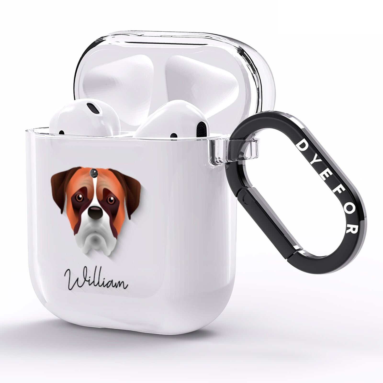 Boxer Personalised AirPods Clear Case Side Image