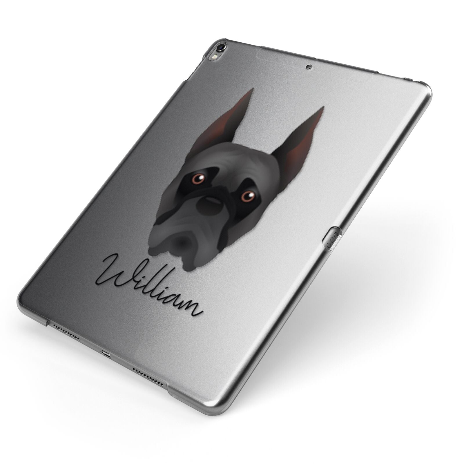 Boxer Personalised Apple iPad Case on Grey iPad Side View