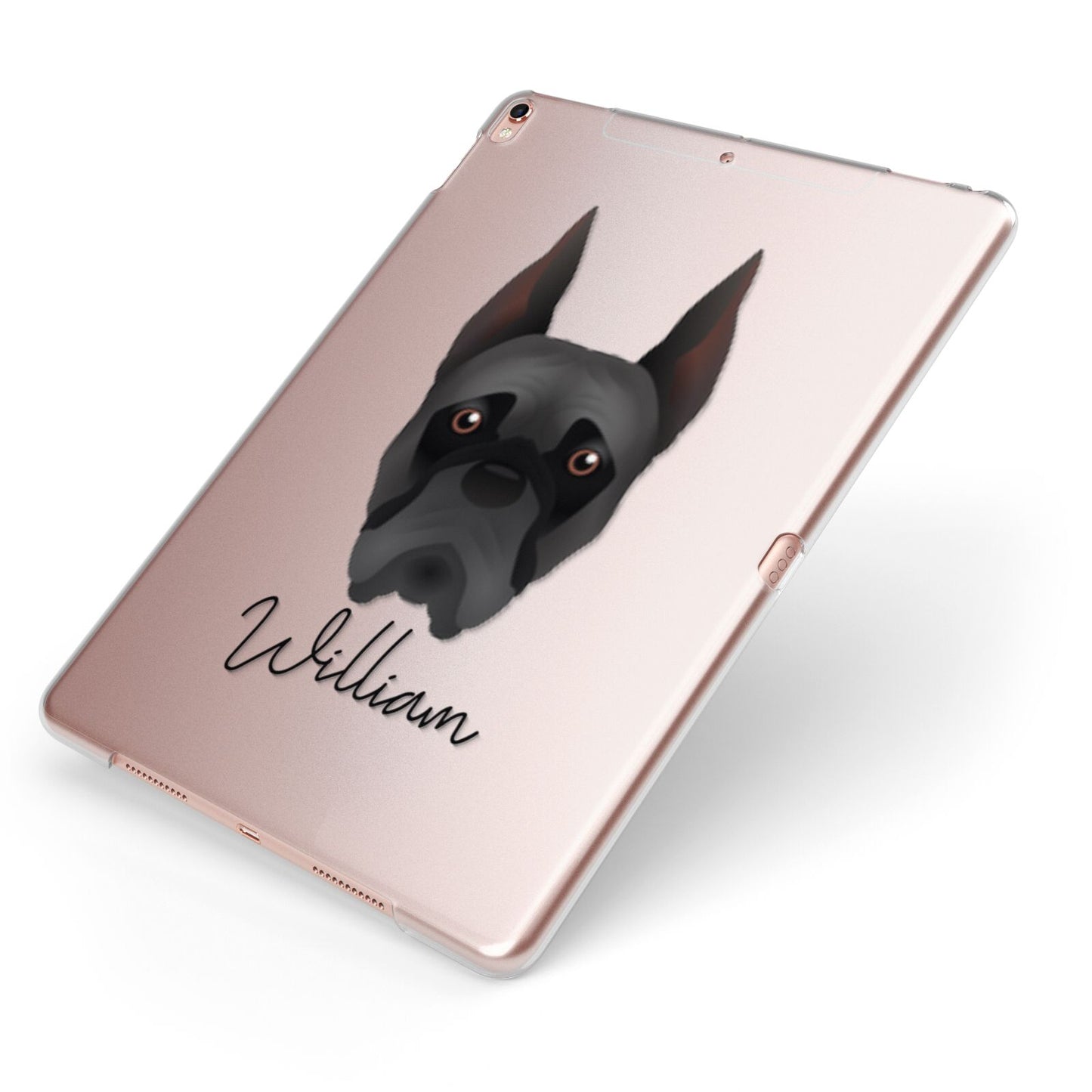 Boxer Personalised Apple iPad Case on Rose Gold iPad Side View