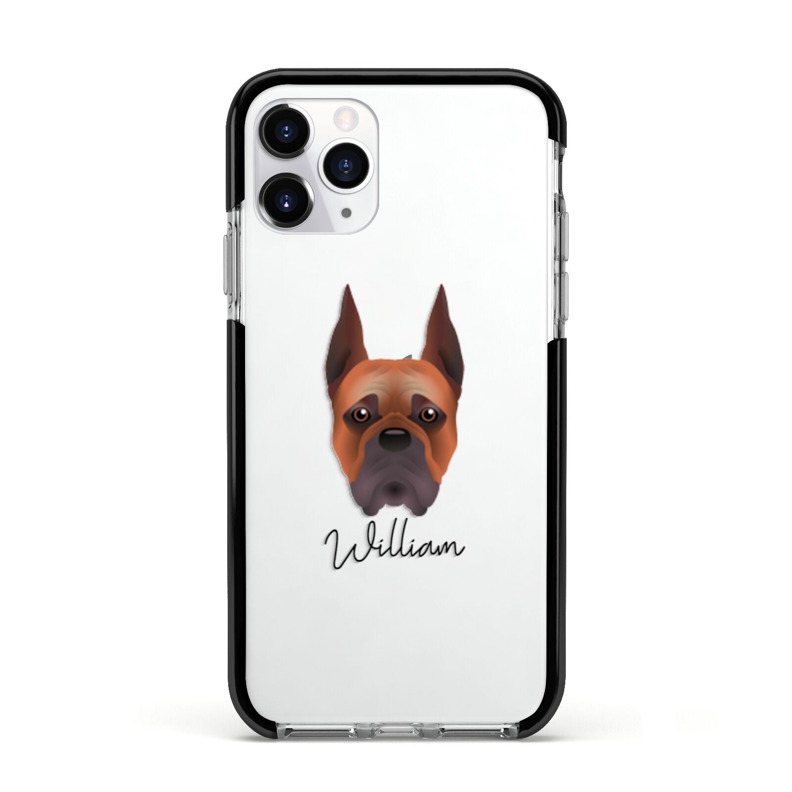 Boxer Personalised Apple iPhone 11 Pro in Silver with Black Impact Case