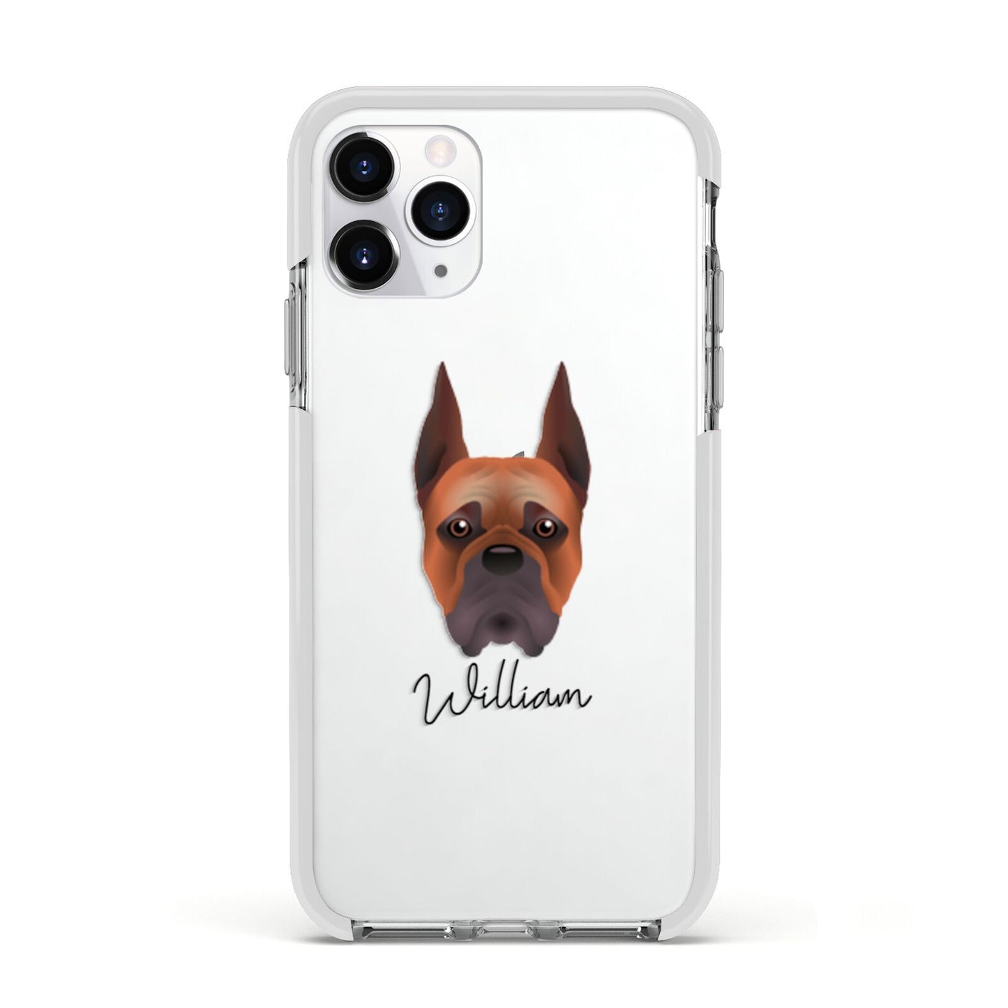 Boxer Personalised Apple iPhone 11 Pro in Silver with White Impact Case