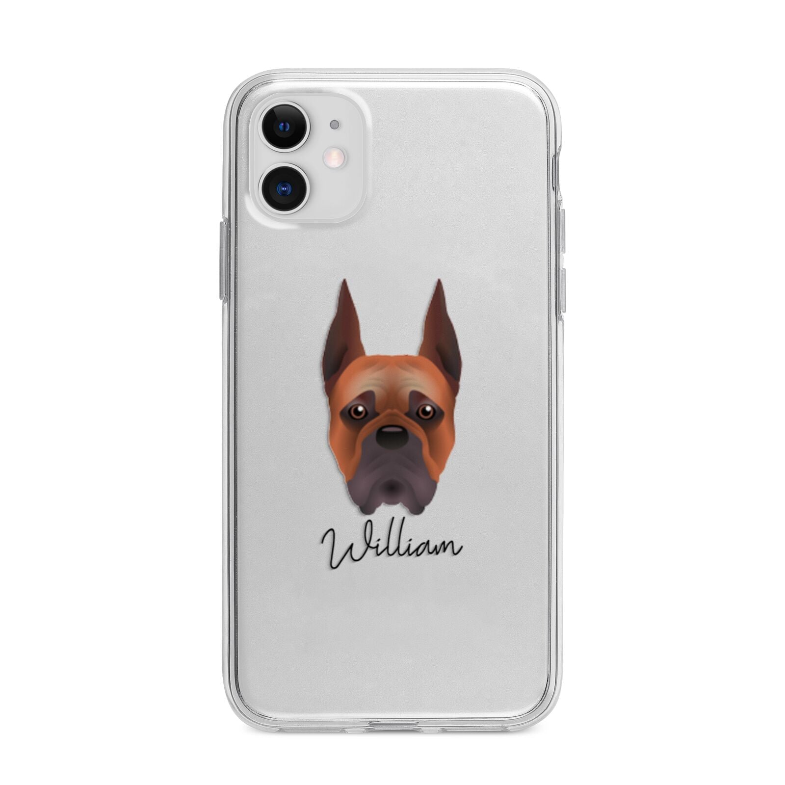 Boxer Personalised Apple iPhone 11 in White with Bumper Case