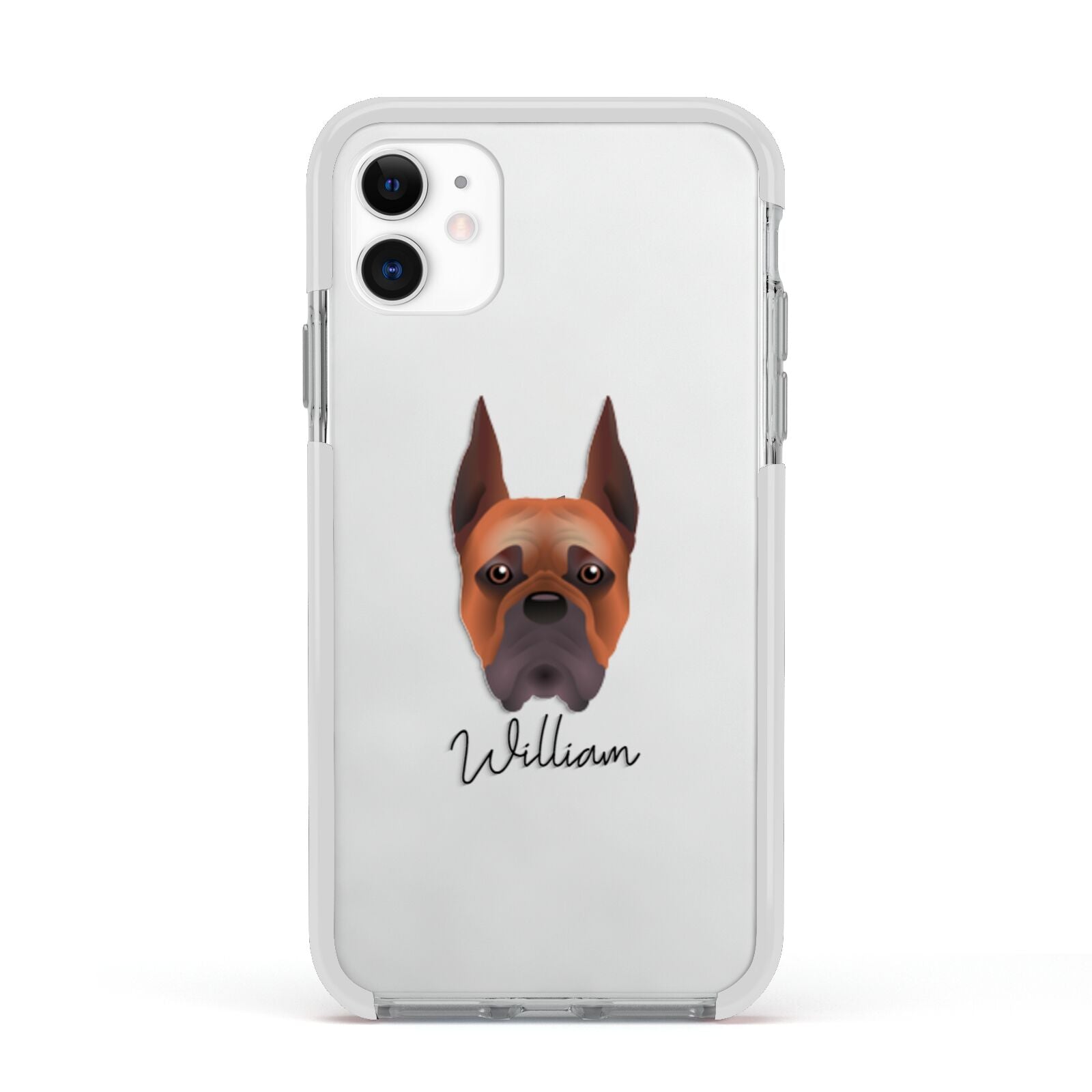 Boxer Personalised Apple iPhone 11 in White with White Impact Case
