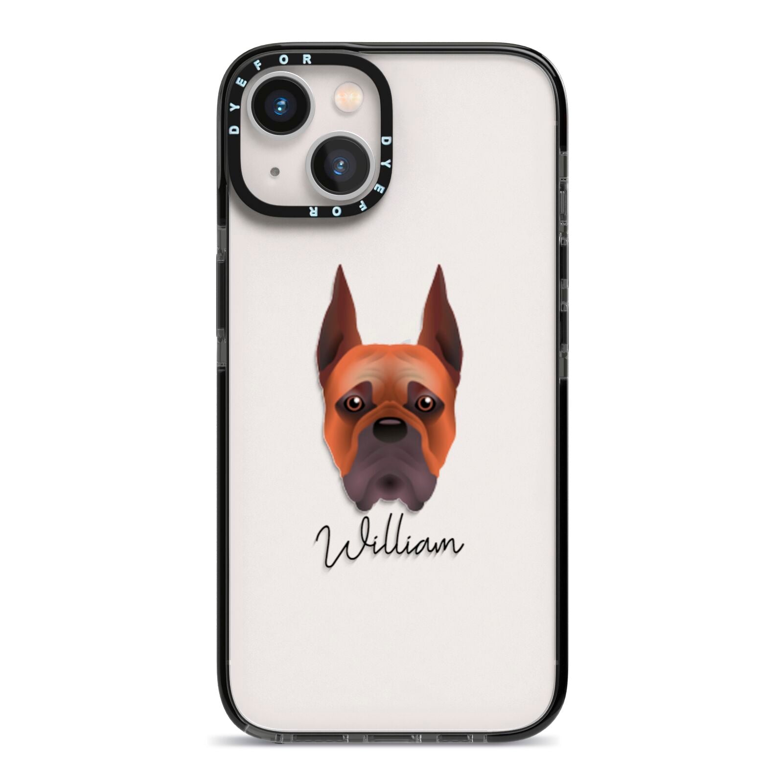Boxer Personalised iPhone 13 Black Impact Case on Silver phone