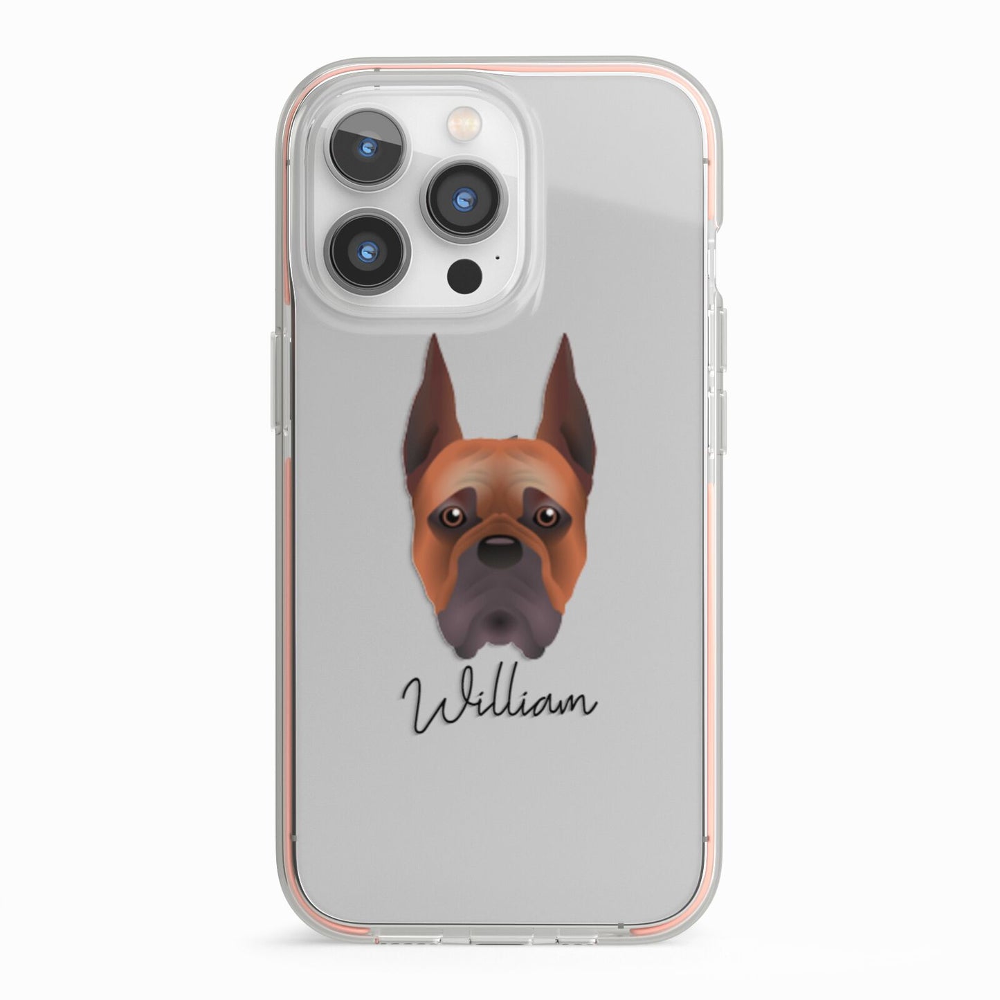 Boxer Personalised iPhone 13 Pro TPU Impact Case with Pink Edges