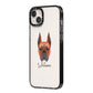 Boxer Personalised iPhone 14 Plus Black Impact Case Side Angle on Silver phone