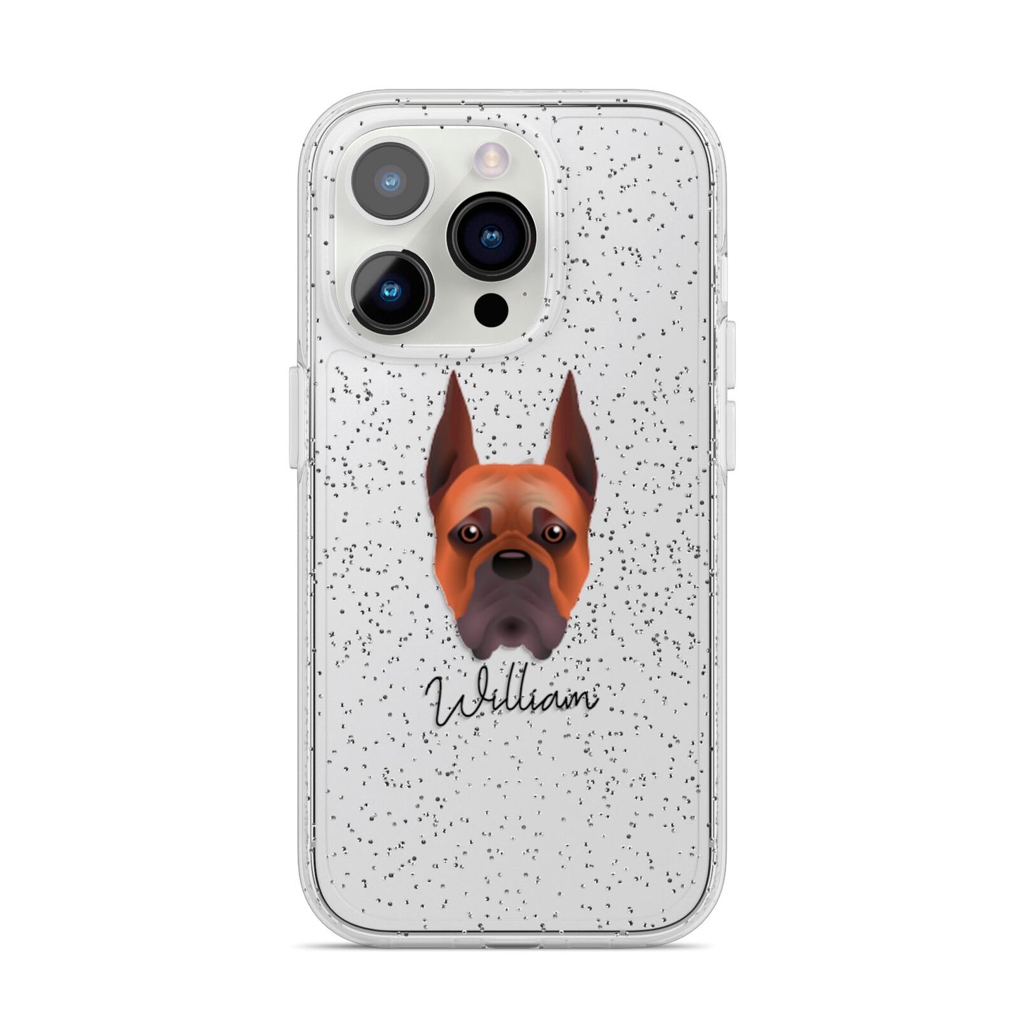 Boxer Personalised iPhone 14 Pro Glitter Tough Case Silver