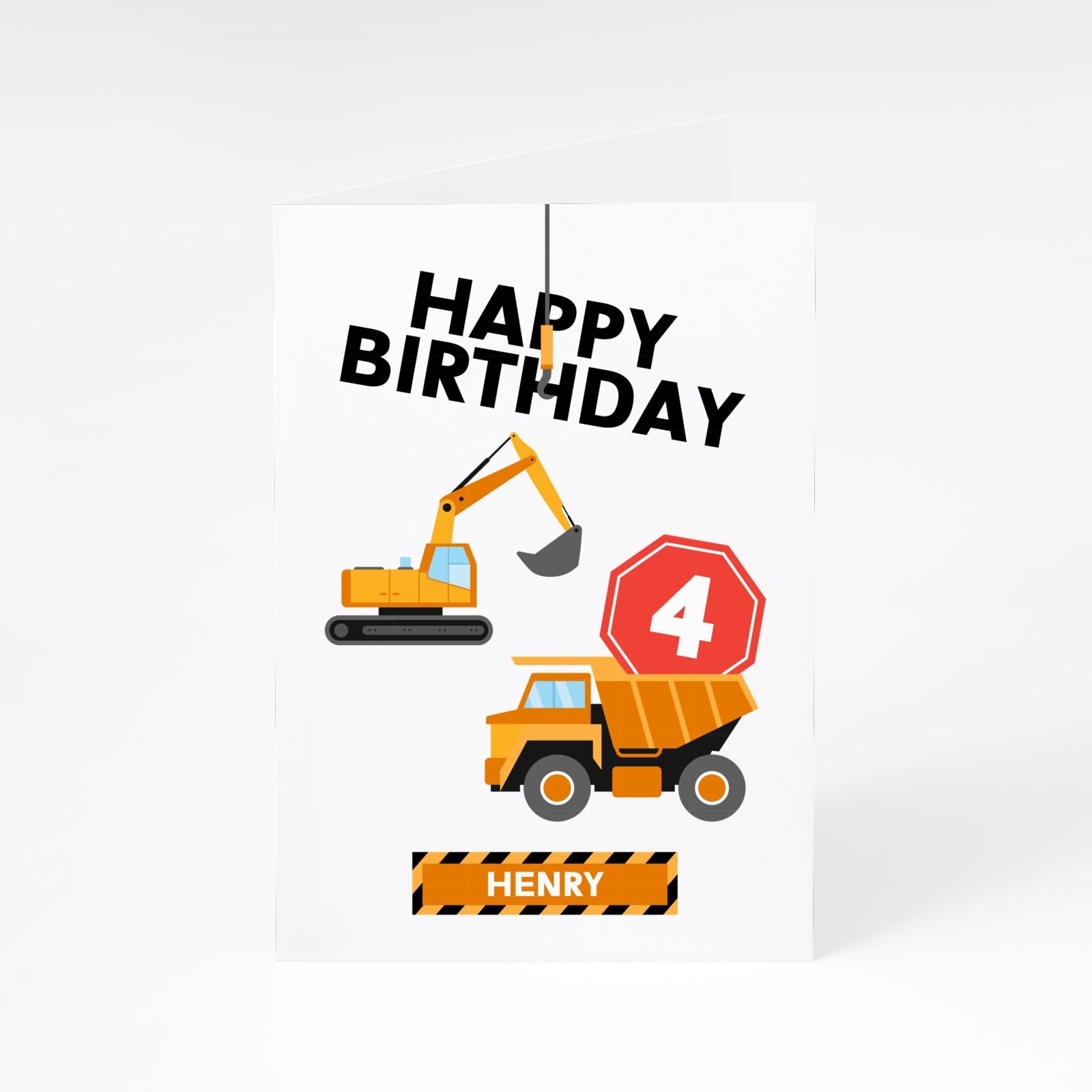 Boys Birthday Diggers Personalised A5 Greetings Card