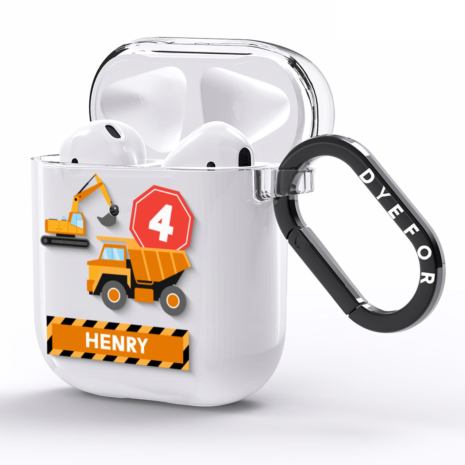 Boys Birthday Diggers Personalised AirPods Clear Case Side Image