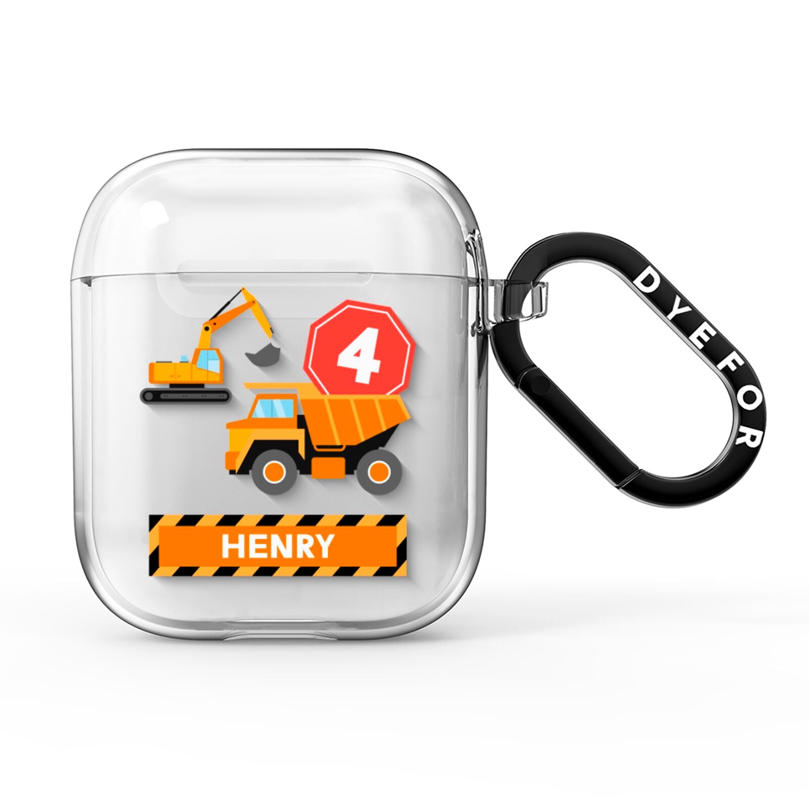 Boys Birthday Diggers Personalised AirPods Clear Case