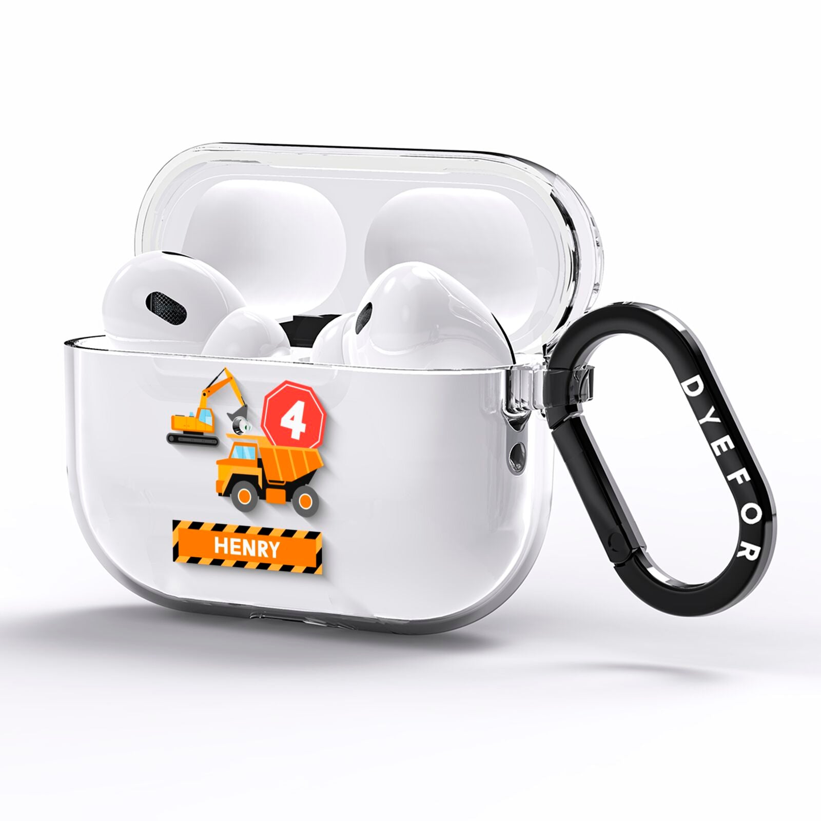 Boys Birthday Diggers Personalised AirPods Pro Clear Case Side Image