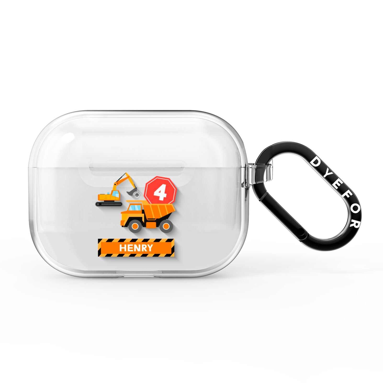 Boys Birthday Diggers Personalised AirPods Pro Clear Case