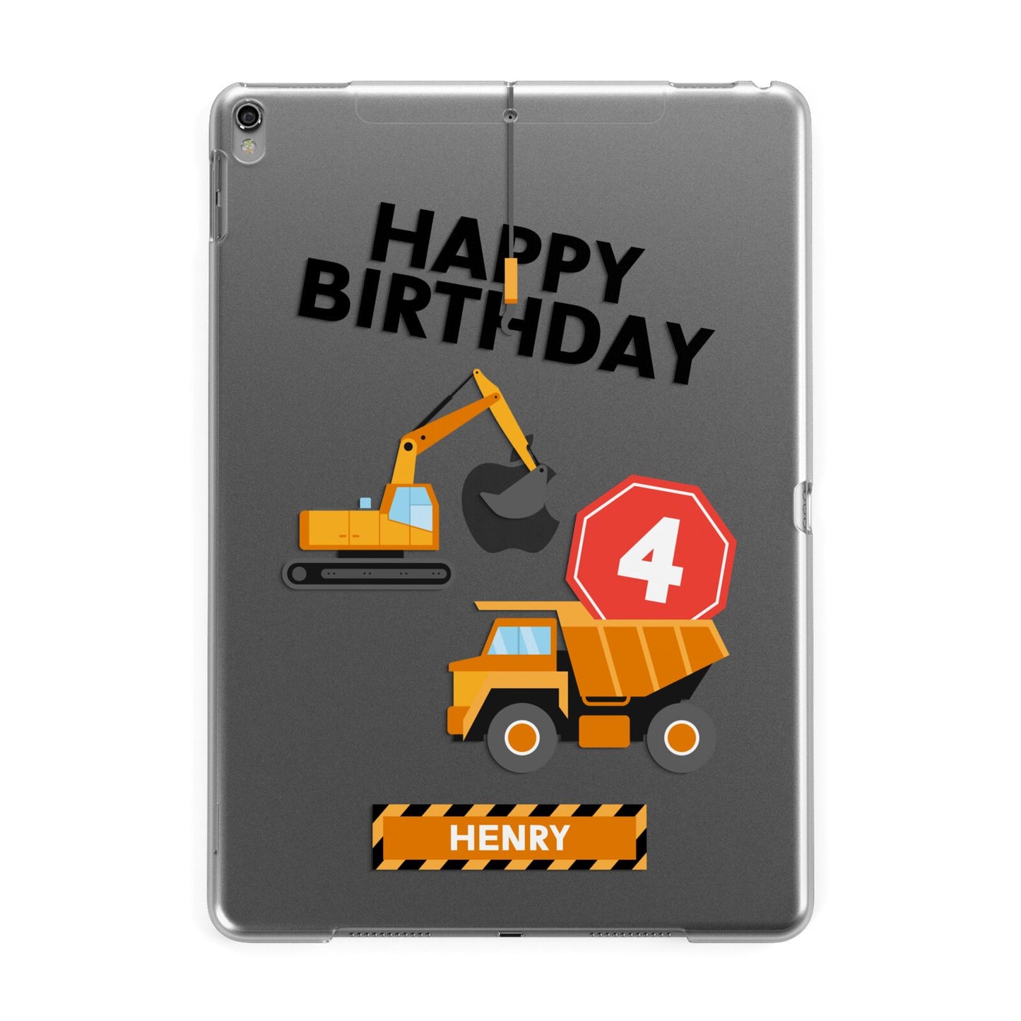 Boys Birthday Diggers Personalised Apple iPad Grey Case
