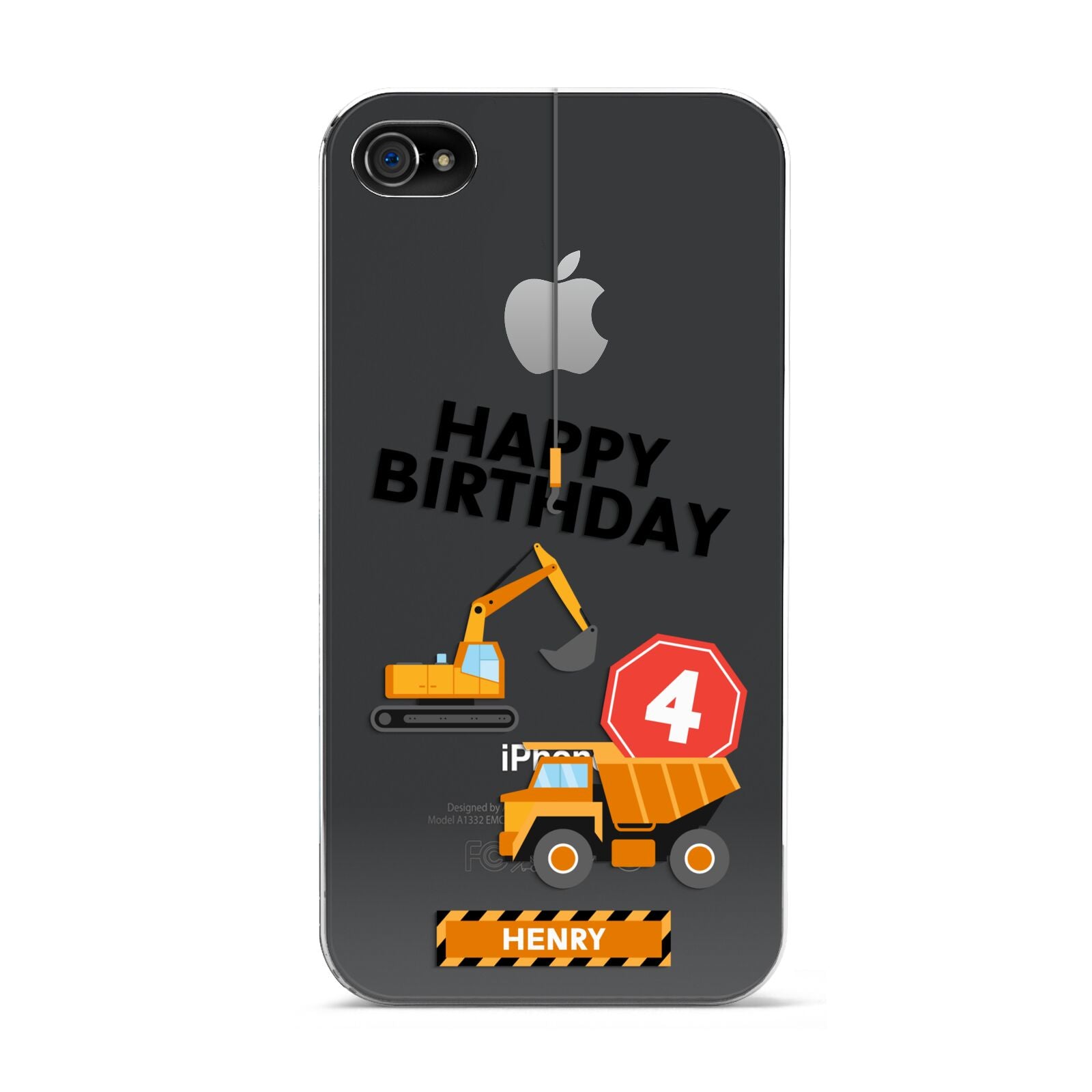 Boys Birthday Diggers Personalised Apple iPhone 4s Case