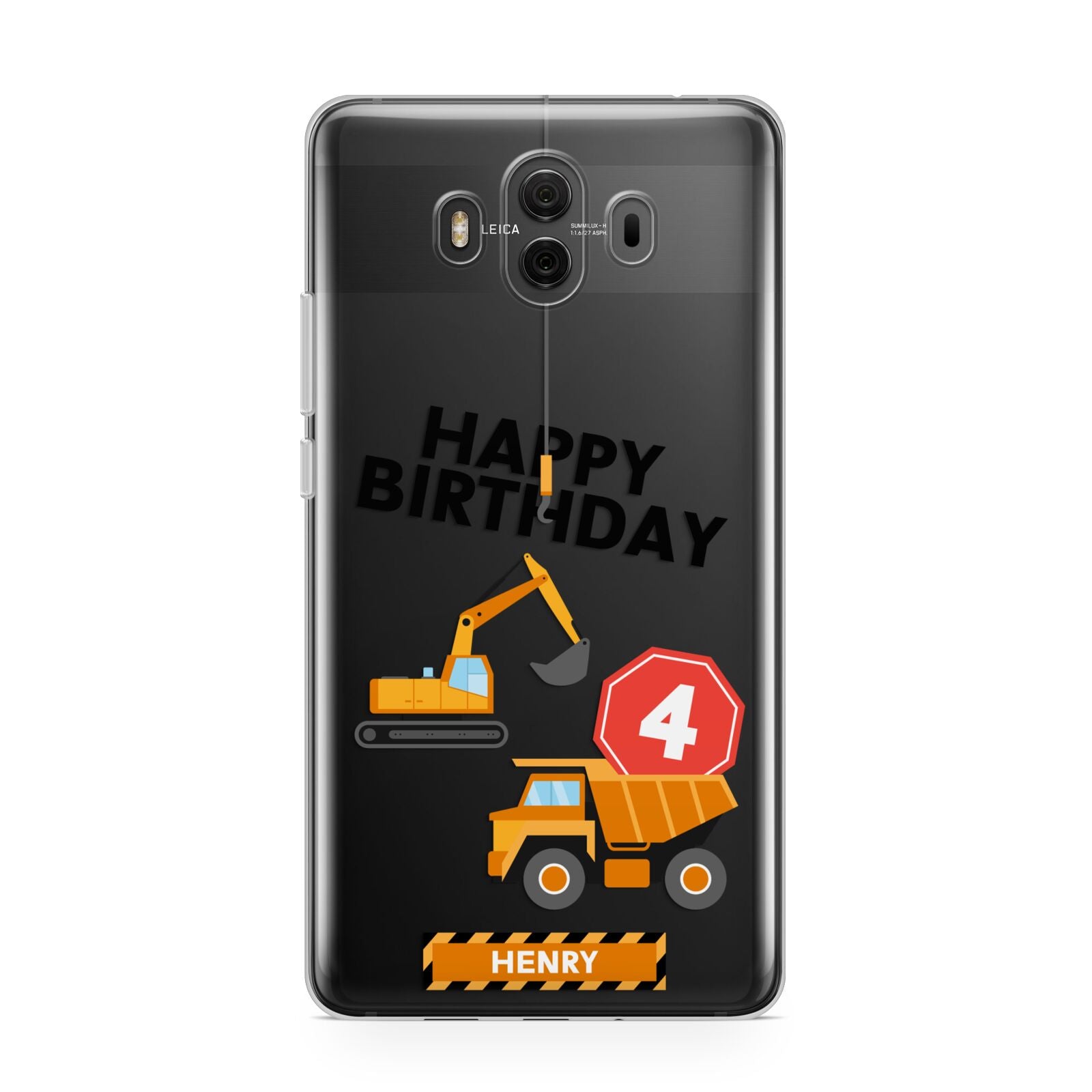 Boys Birthday Diggers Personalised Huawei Mate 10 Protective Phone Case