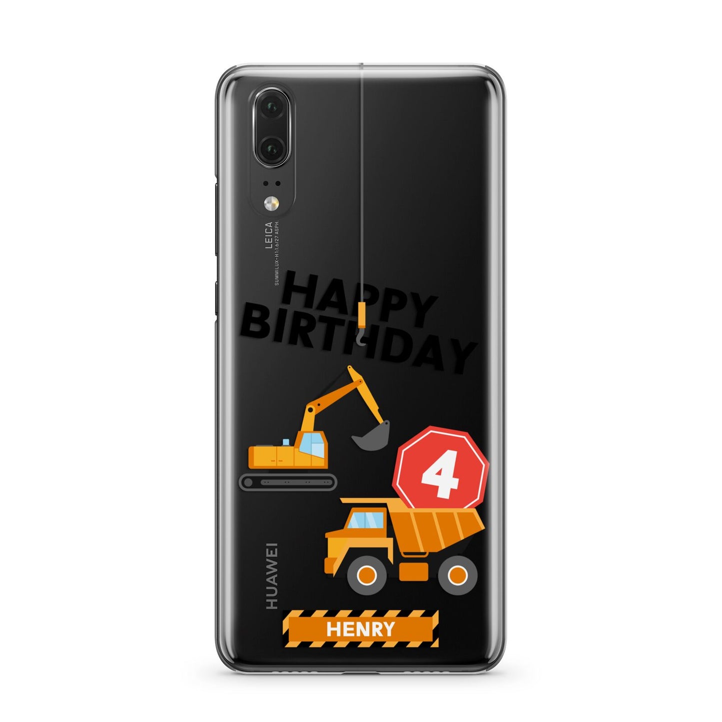 Boys Birthday Diggers Personalised Huawei P20 Phone Case