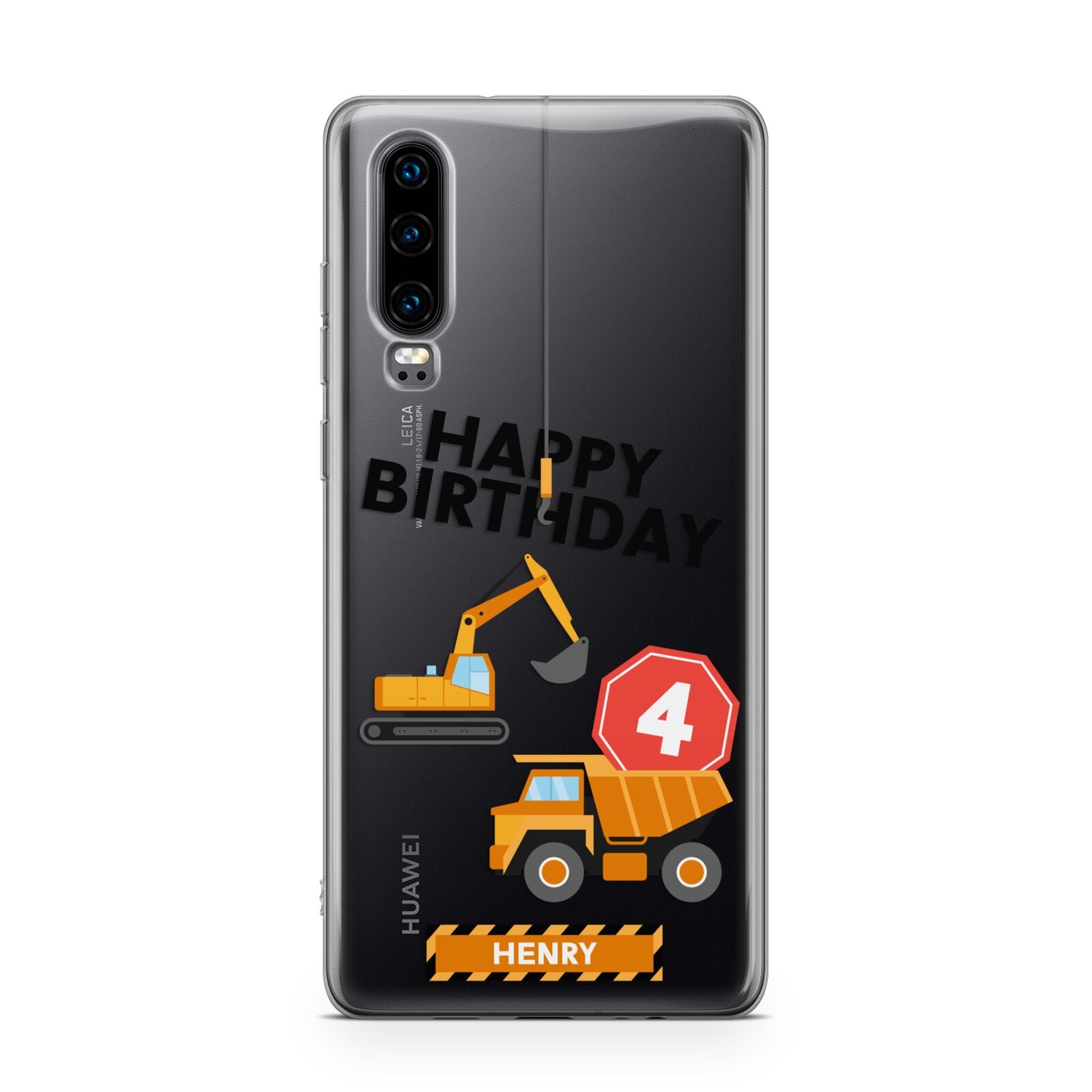 Boys Birthday Diggers Personalised Huawei P30 Phone Case
