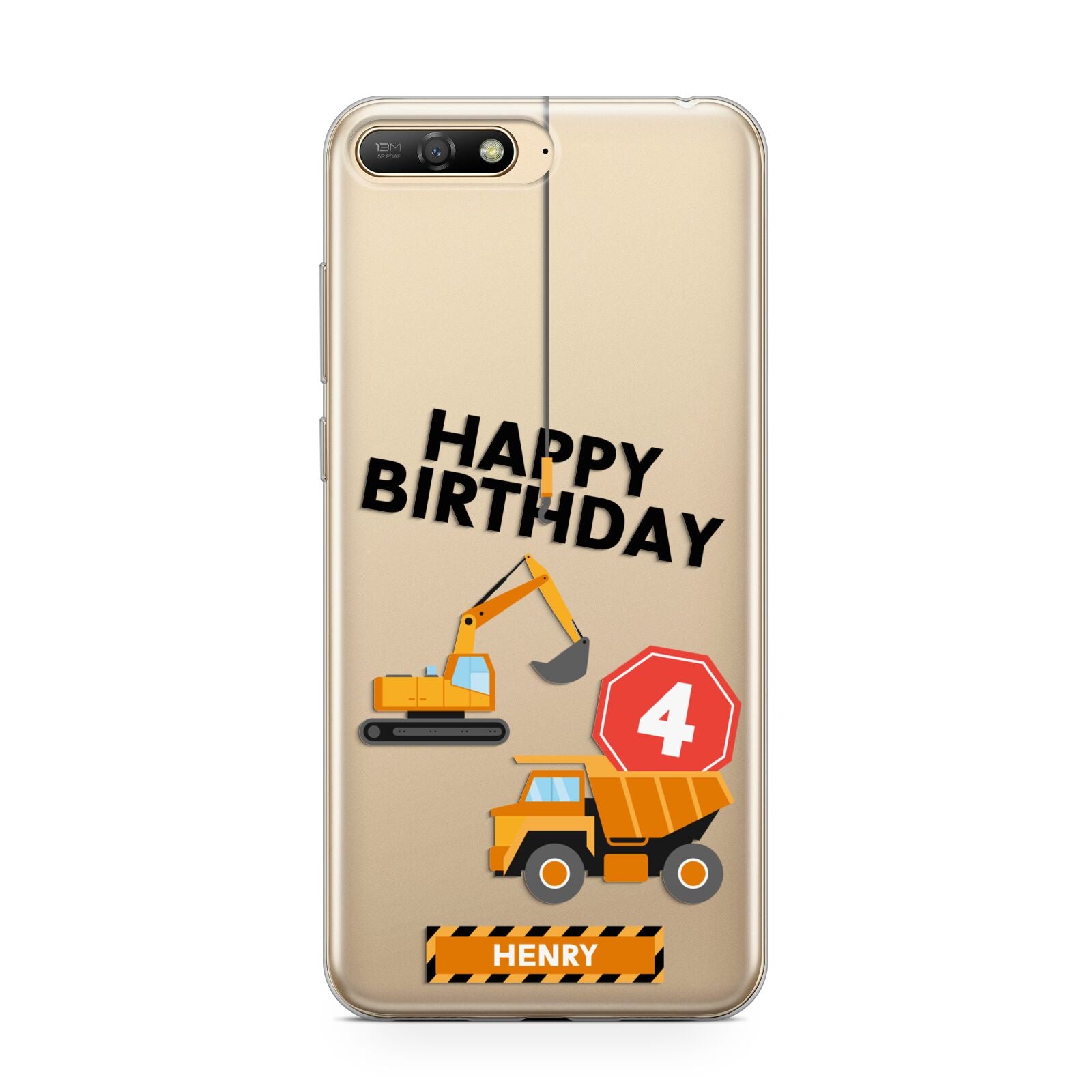 Boys Birthday Diggers Personalised Huawei Y6 2018
