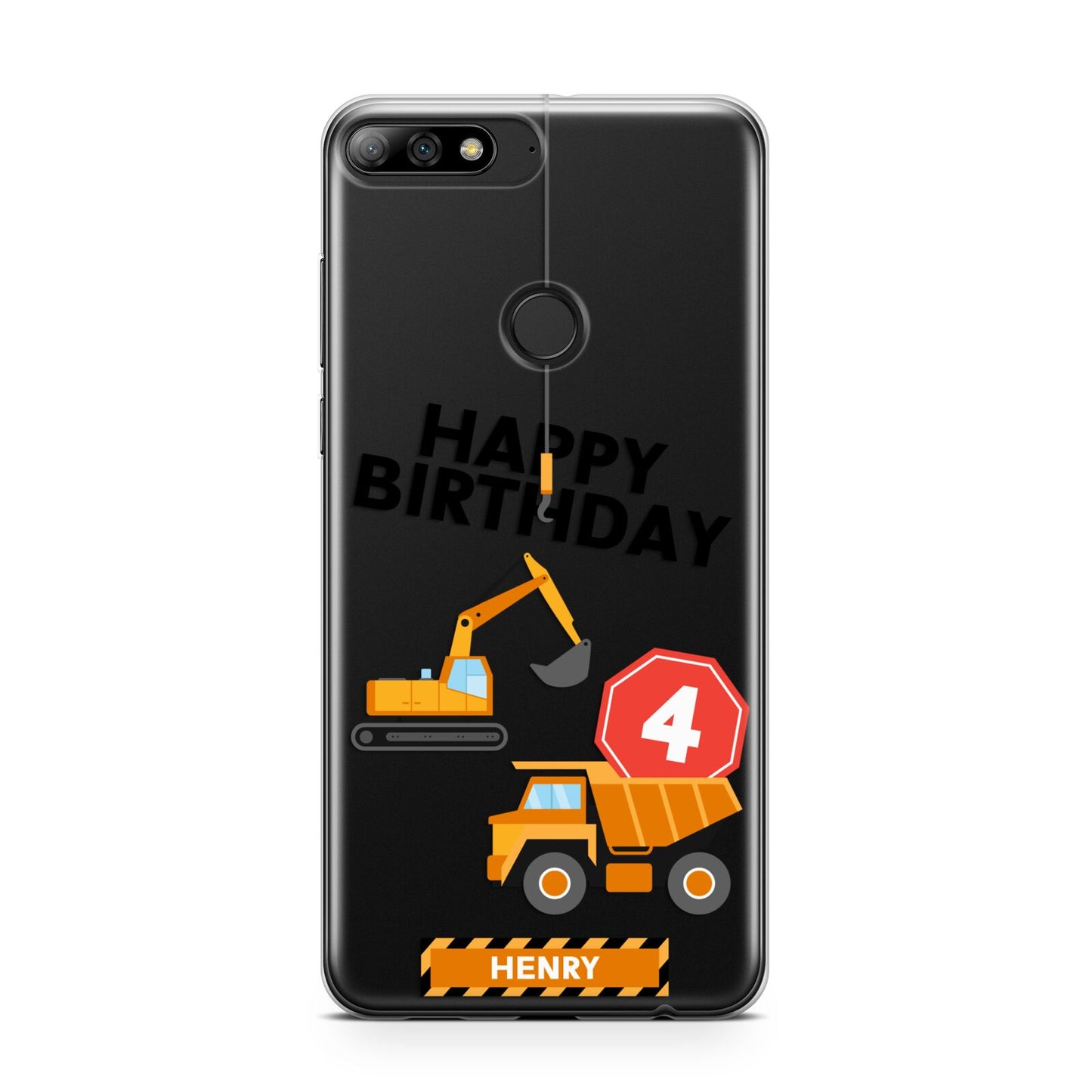 Boys Birthday Diggers Personalised Huawei Y7 2018