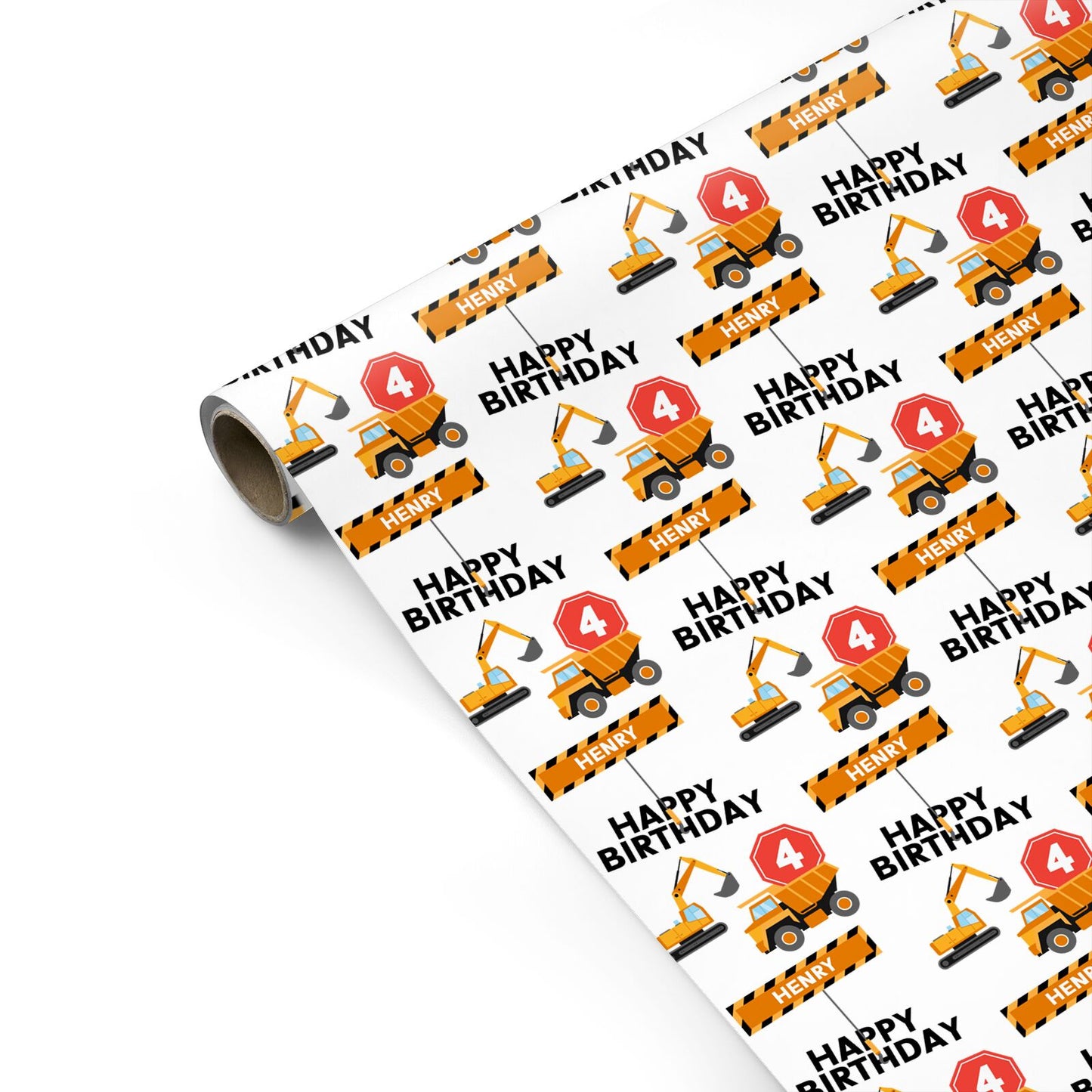 Boys Birthday Diggers Personalised Personalised Gift Wrap