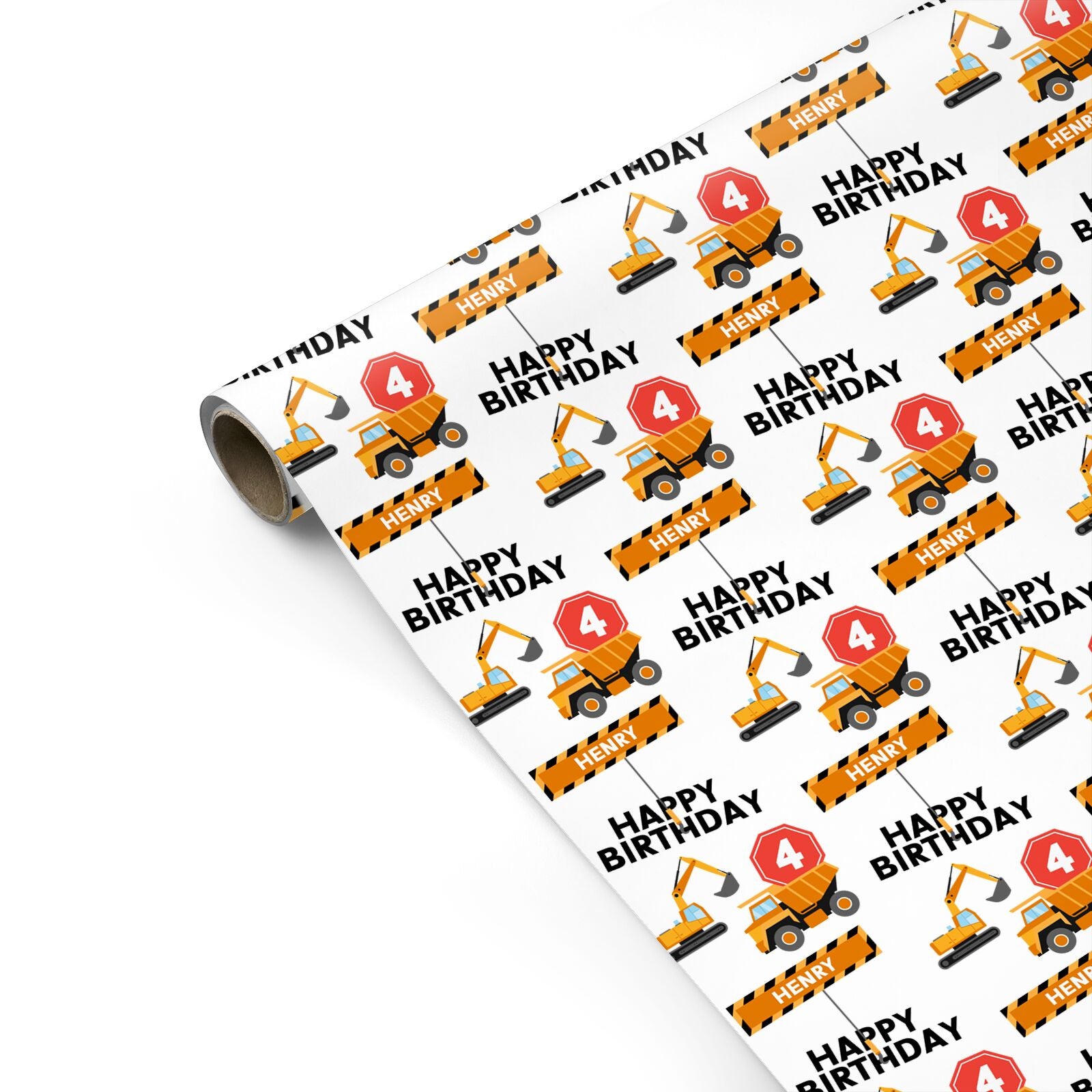 Boys Birthday Diggers Personalised Personalised Gift Wrap