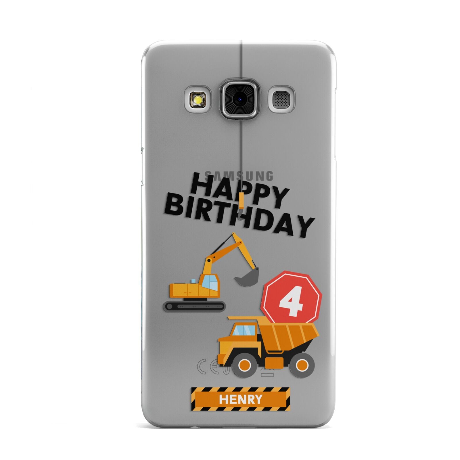 Boys Birthday Diggers Personalised Samsung Galaxy A3 Case