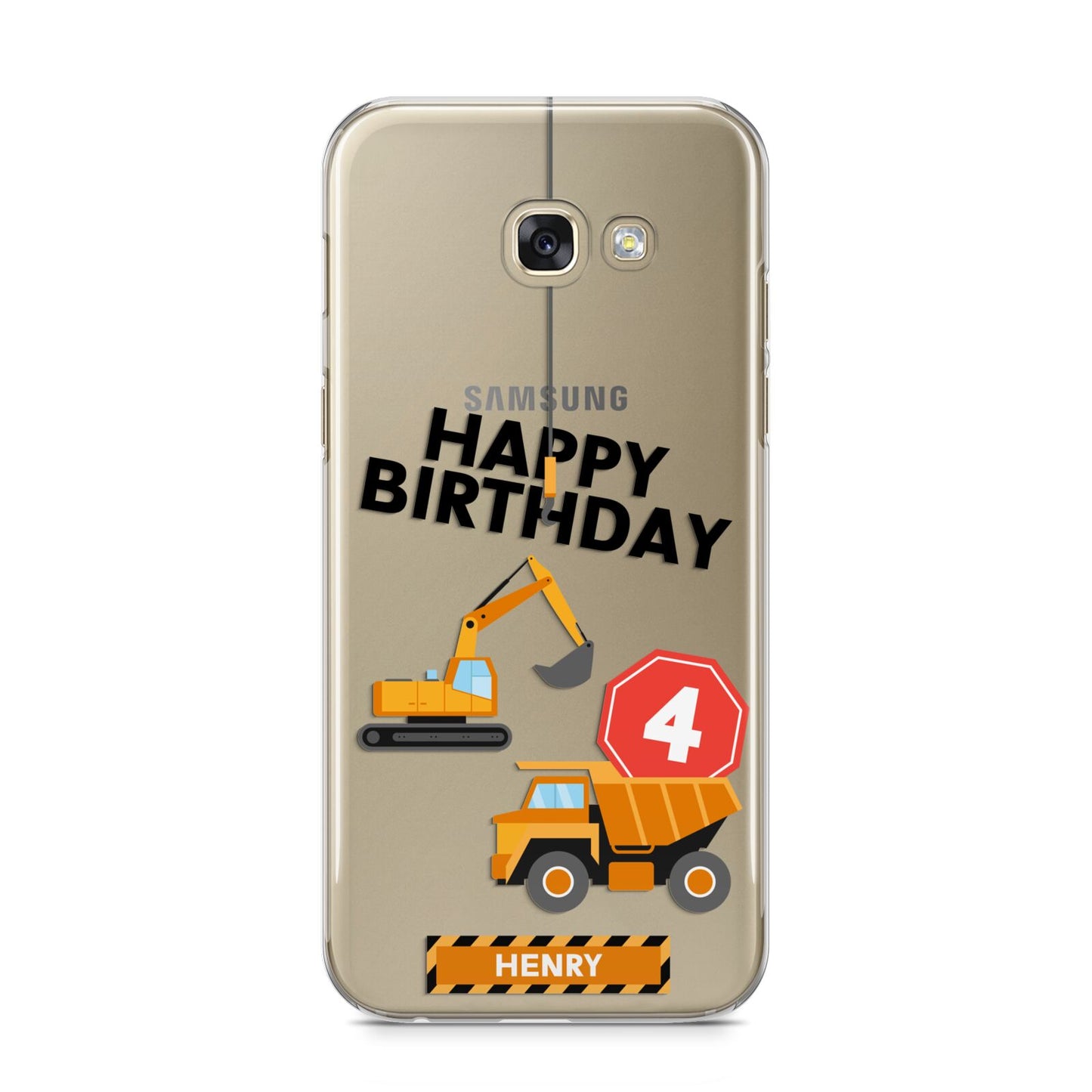 Boys Birthday Diggers Personalised Samsung Galaxy A5 2017 Case on gold phone