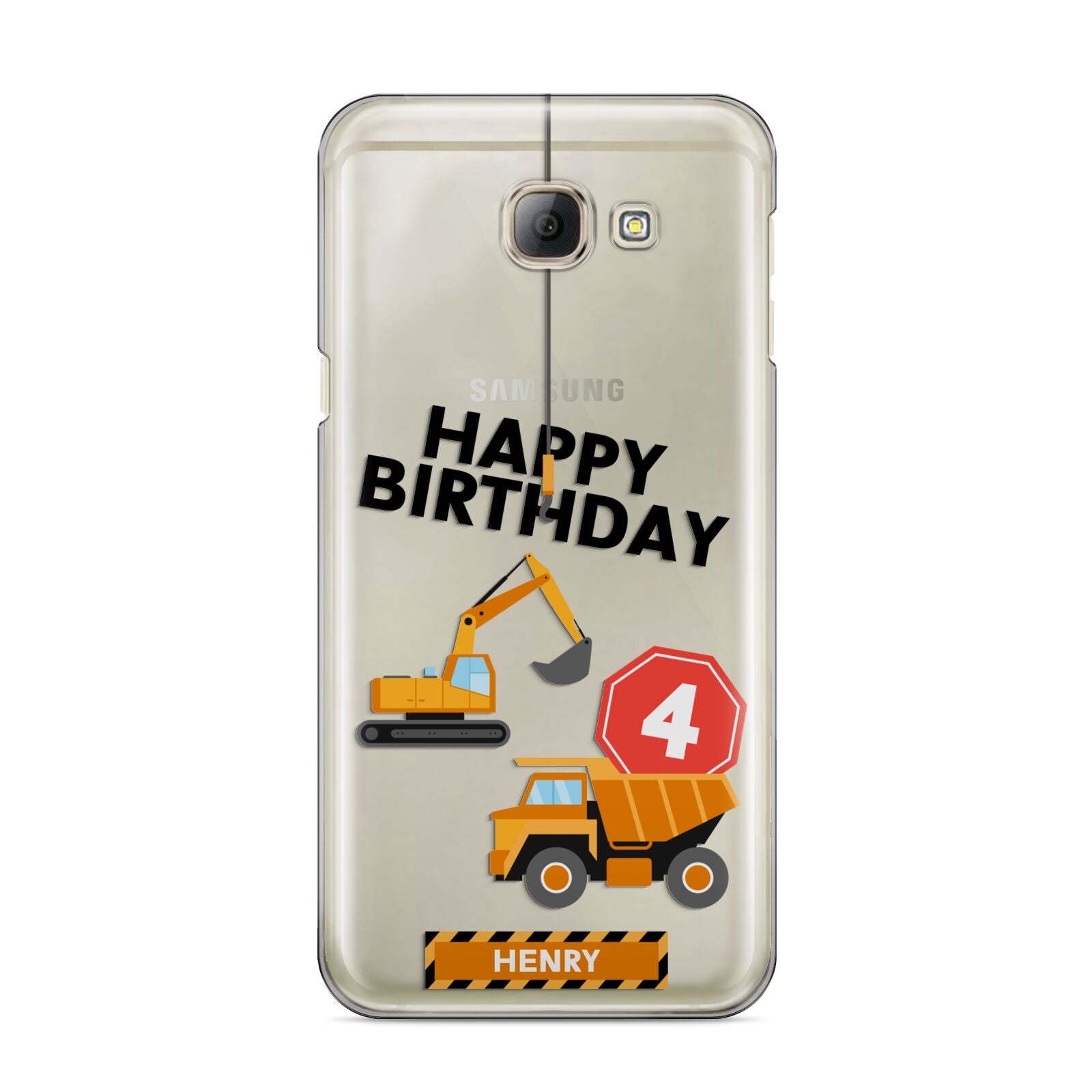 Boys Birthday Diggers Personalised Samsung Galaxy A8 2016 Case